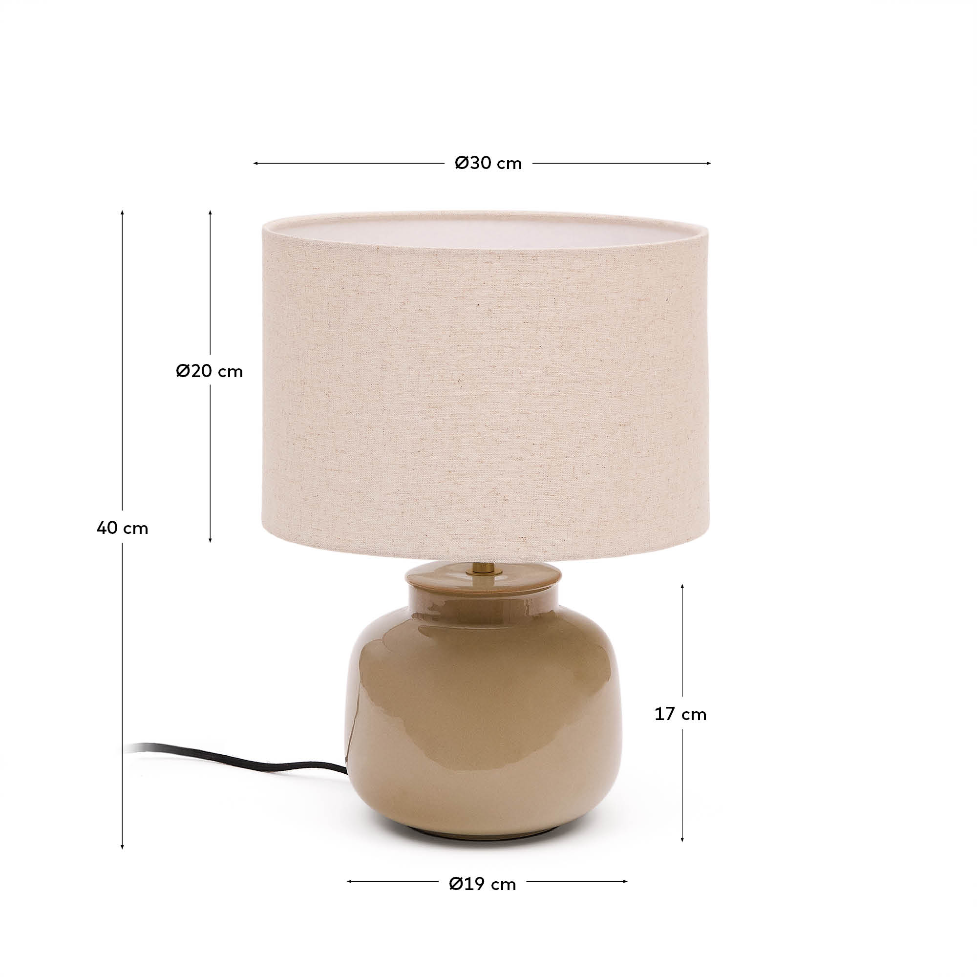Tay green ceramic and beige linen table lamp