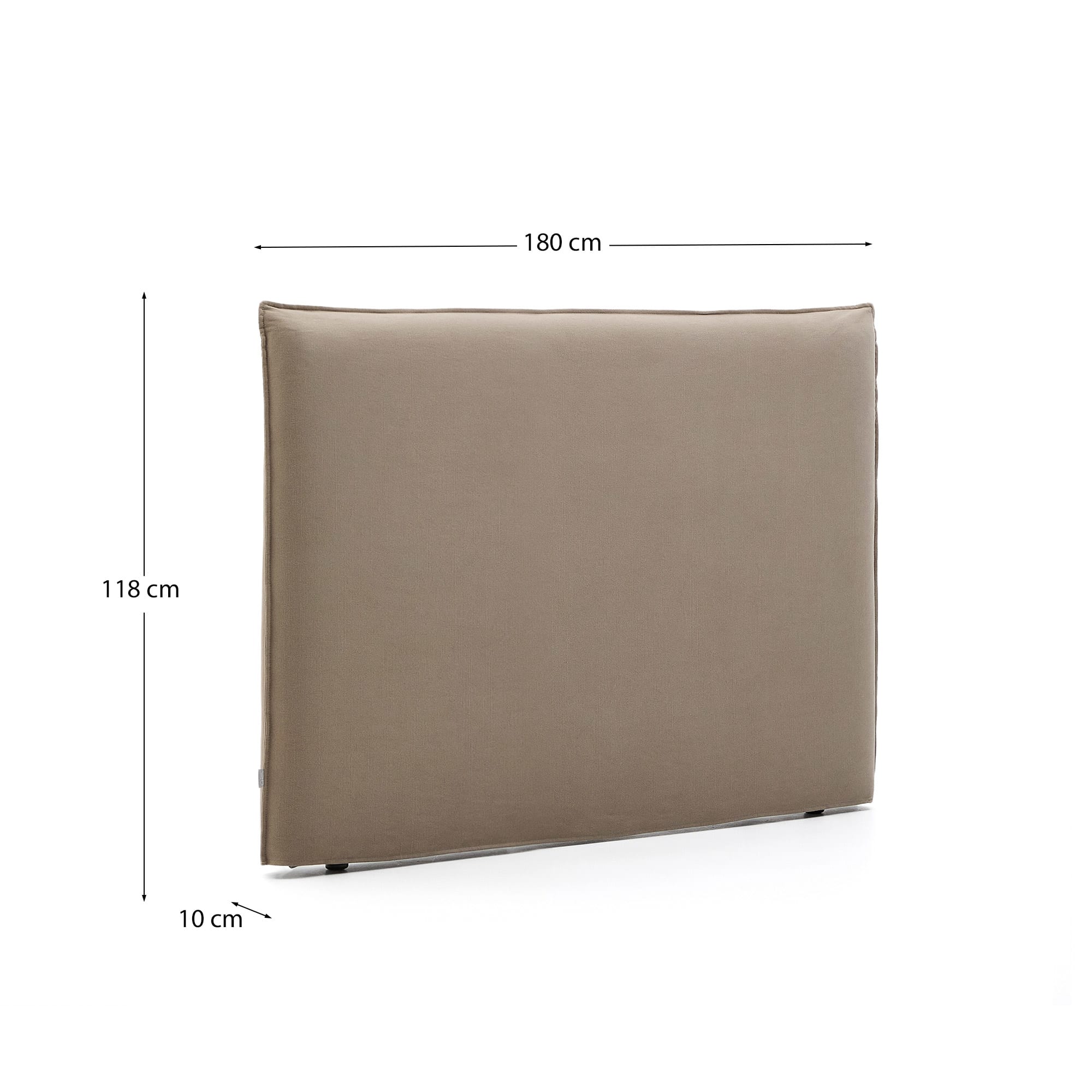Jaira headboard with removable linen and cotton cover in taupe for a 160 cm FSC Mix Credit bed