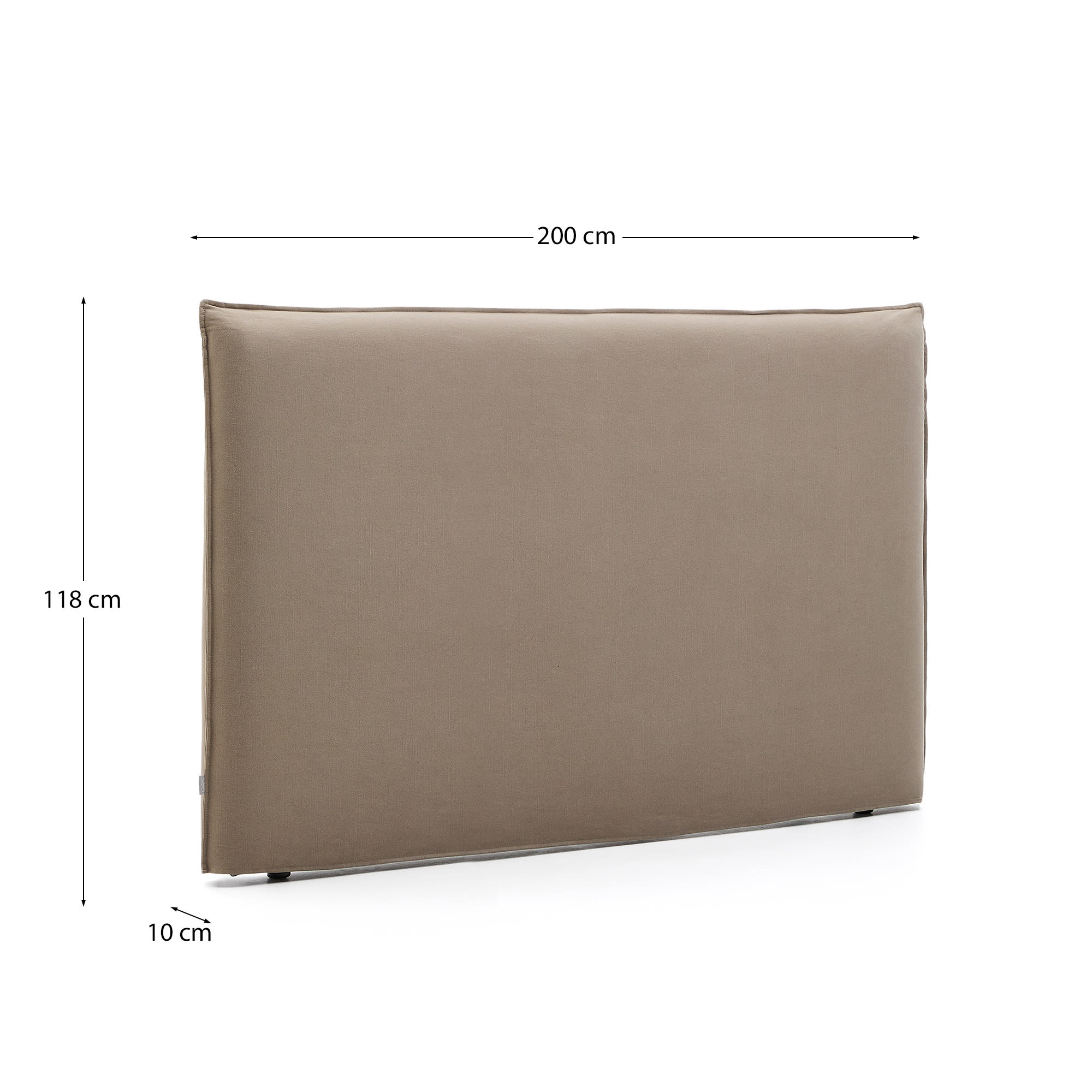 Jaira headboard with removable linen and cotton cover in taupe for a 180 cm FSC Mix Credit bed