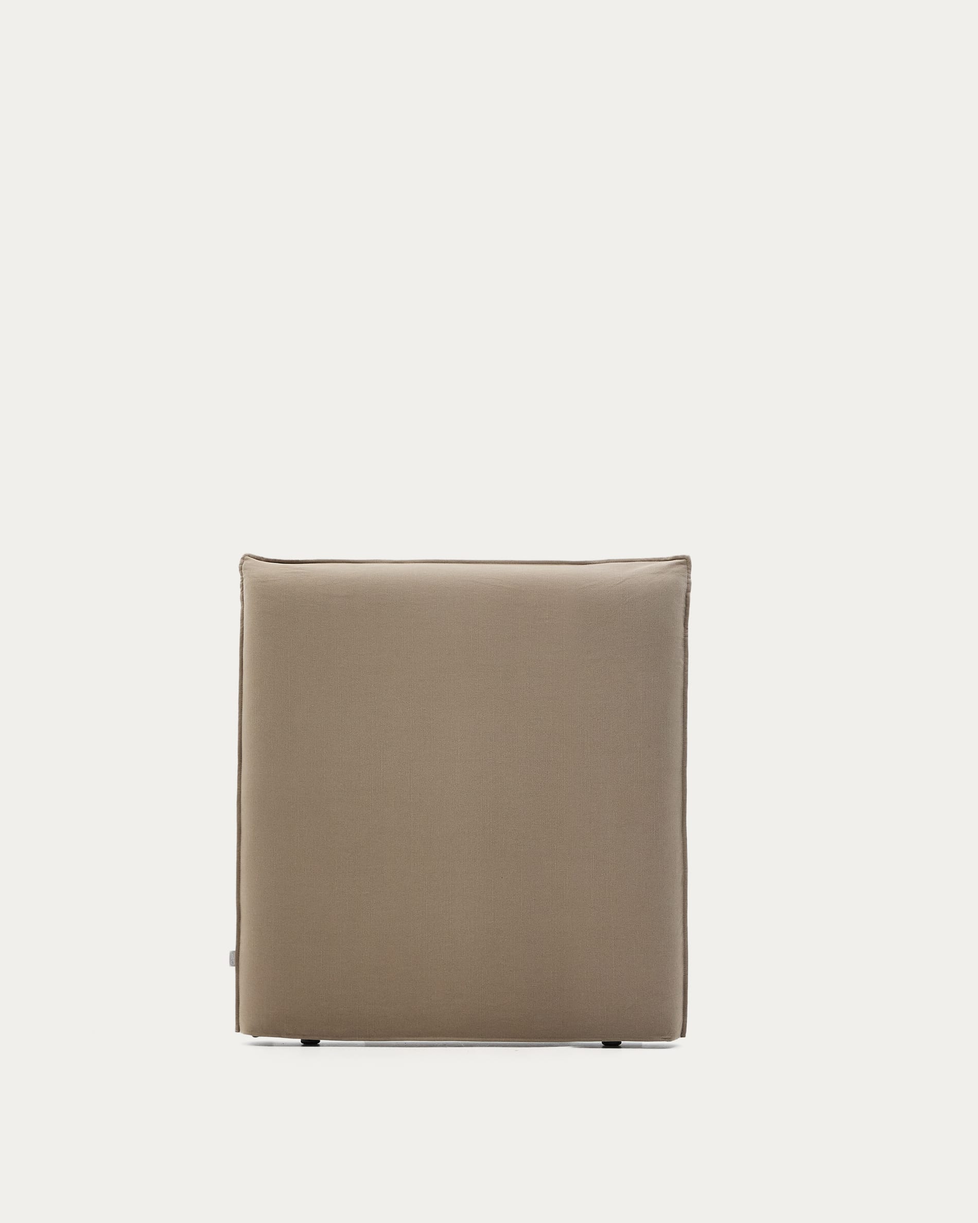 Taupe linen and cotton Jaira headboard cover for a bed up to 90 cm
