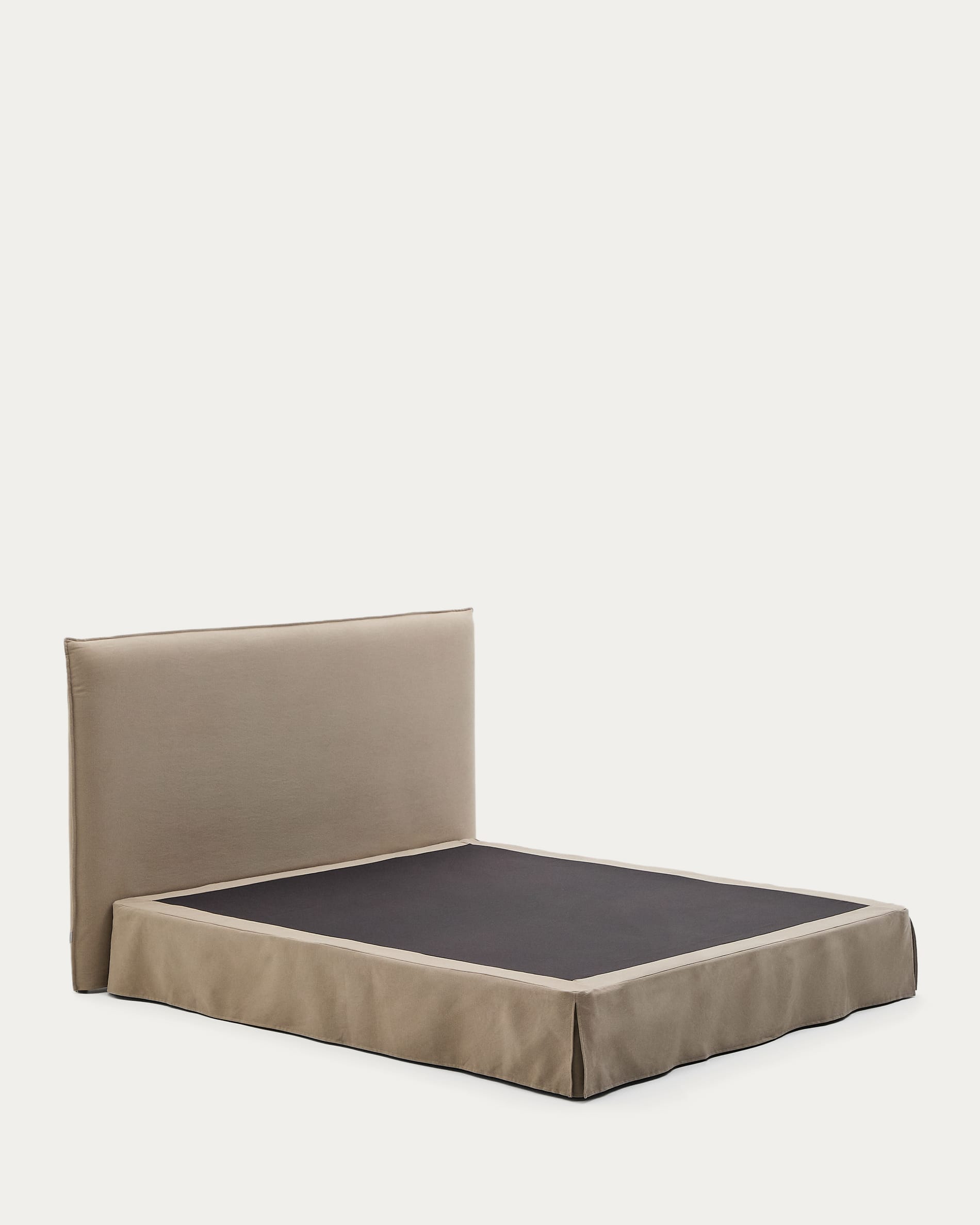 Jaira bed with removable linen and cotton cover in taupe for a 180 x 200 cm FSC Mix Credit mattress