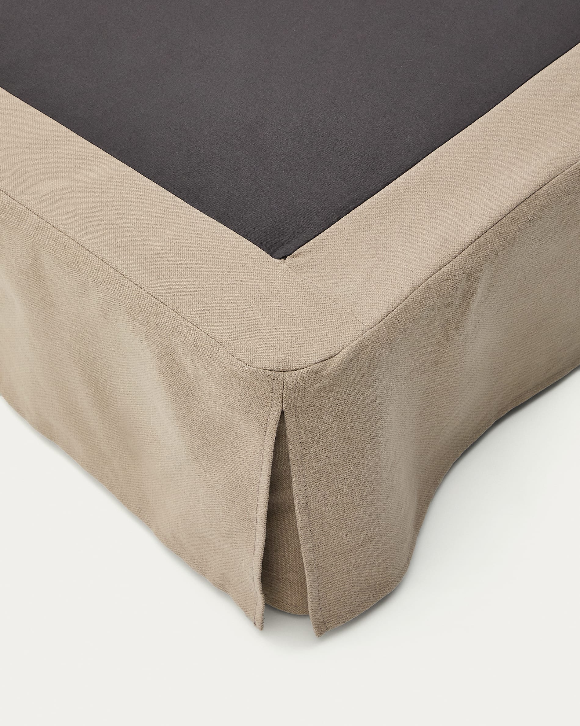 Jaira base with removable Linen and cotton cover in taupe for a 160 x 200 cm mattress