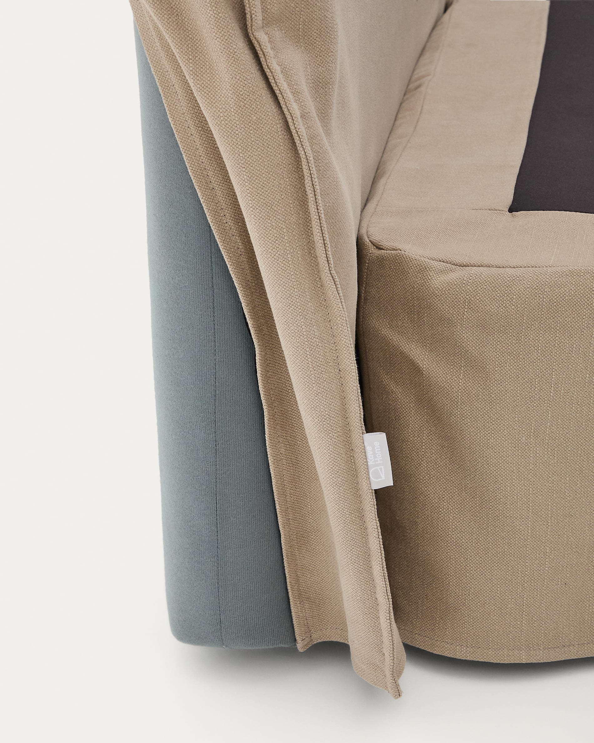 Taupe linen and cotton Jaira headboard cover for a bed up to 90 cm
