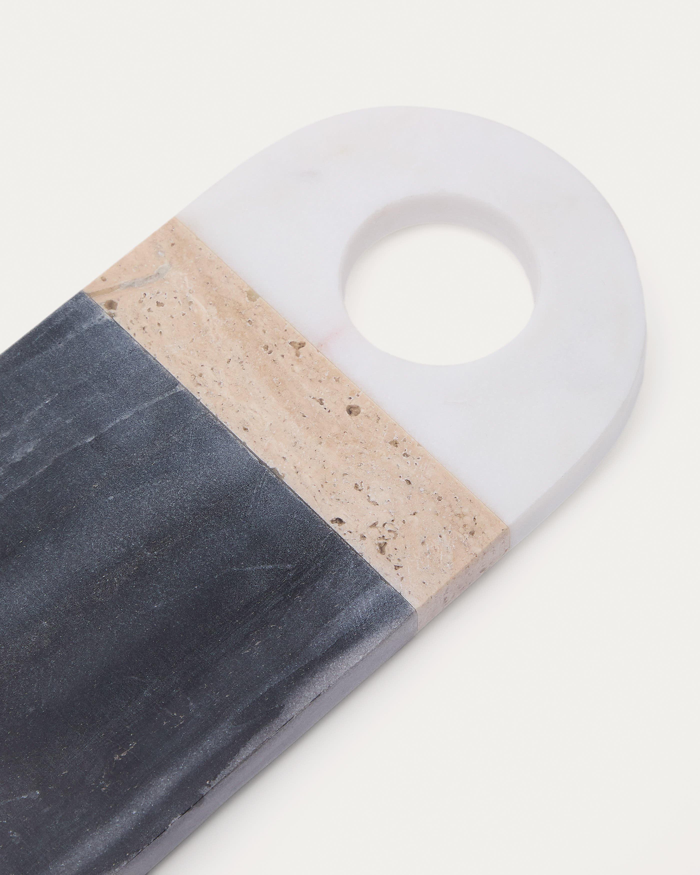 Nivol small serving board in black and white marble and travertine
