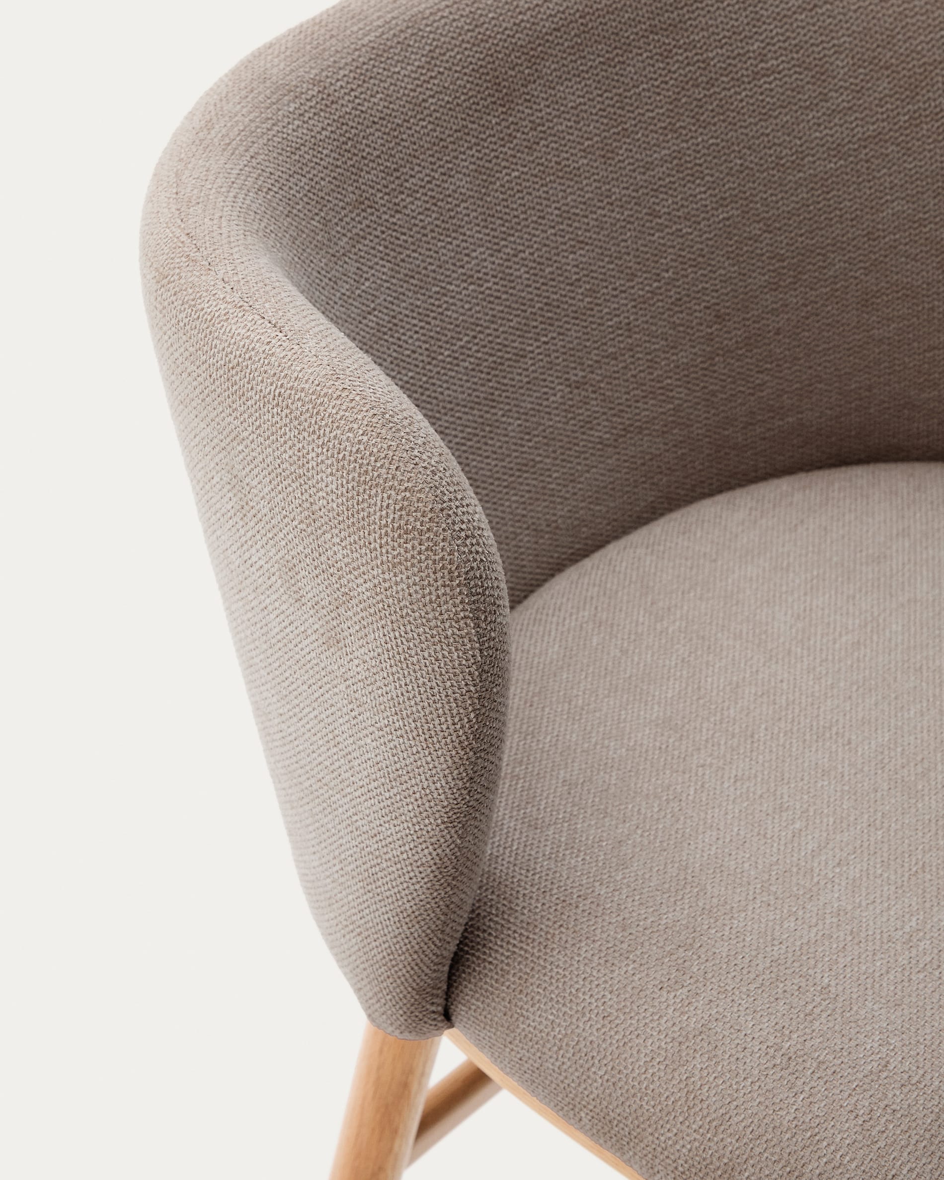 Ciselia stool brown chenille and solid ash wood natural tone finish FSC Mix Credit 75 cm
