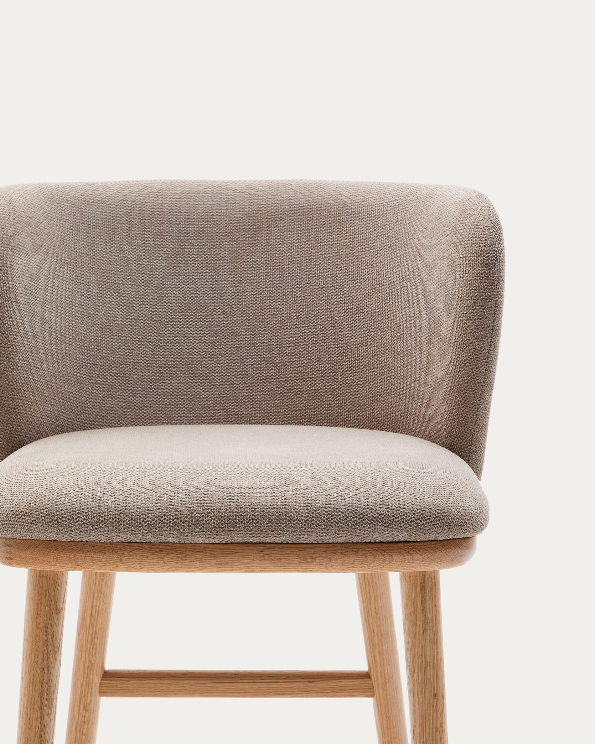 Ciselia stool brown chenille and solid ash wood natural tone finish FSC Mix Credit 75 cm