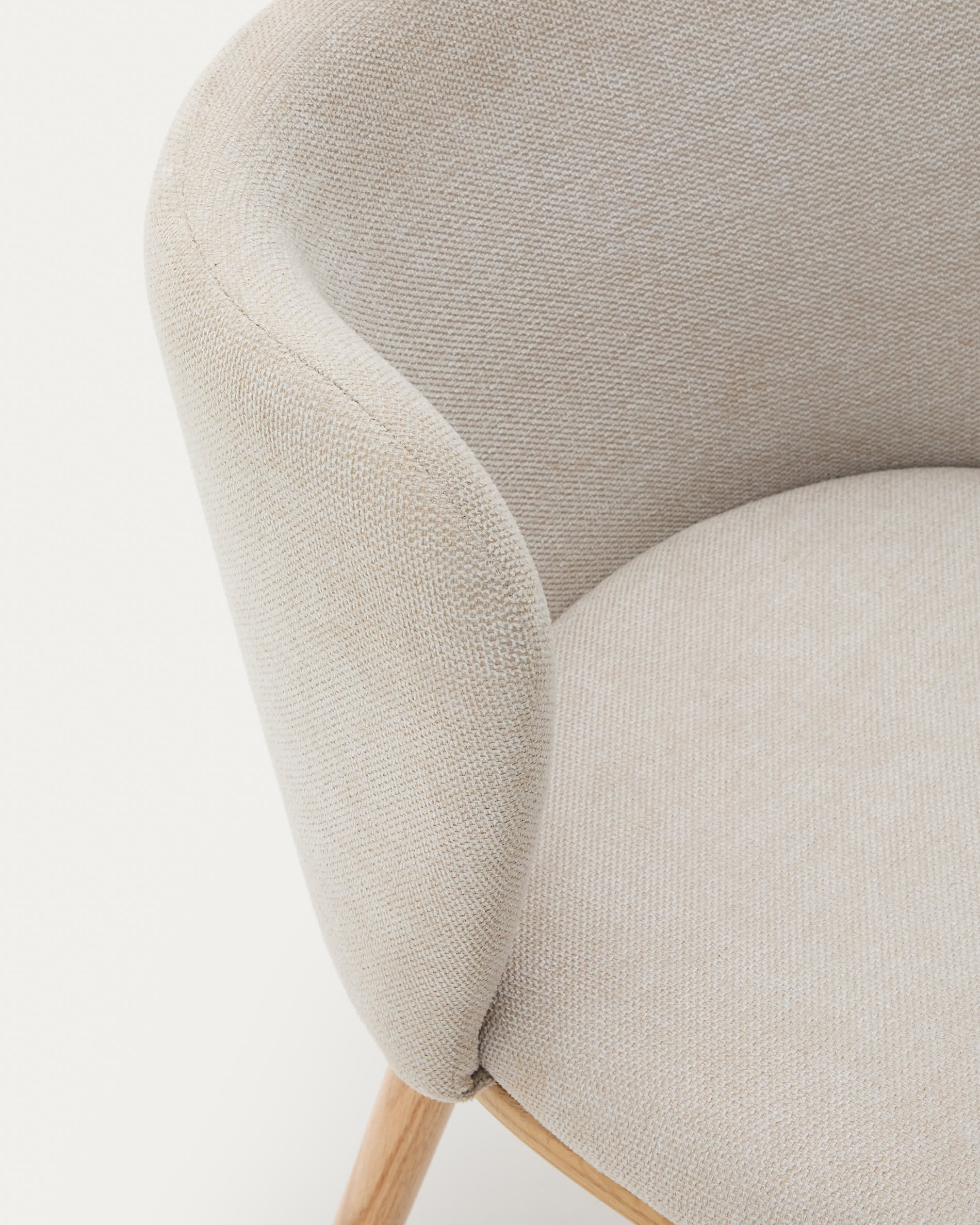 Ciselia chair beige chenille and solid ash wood natural tone finish FSC Mix Credit
