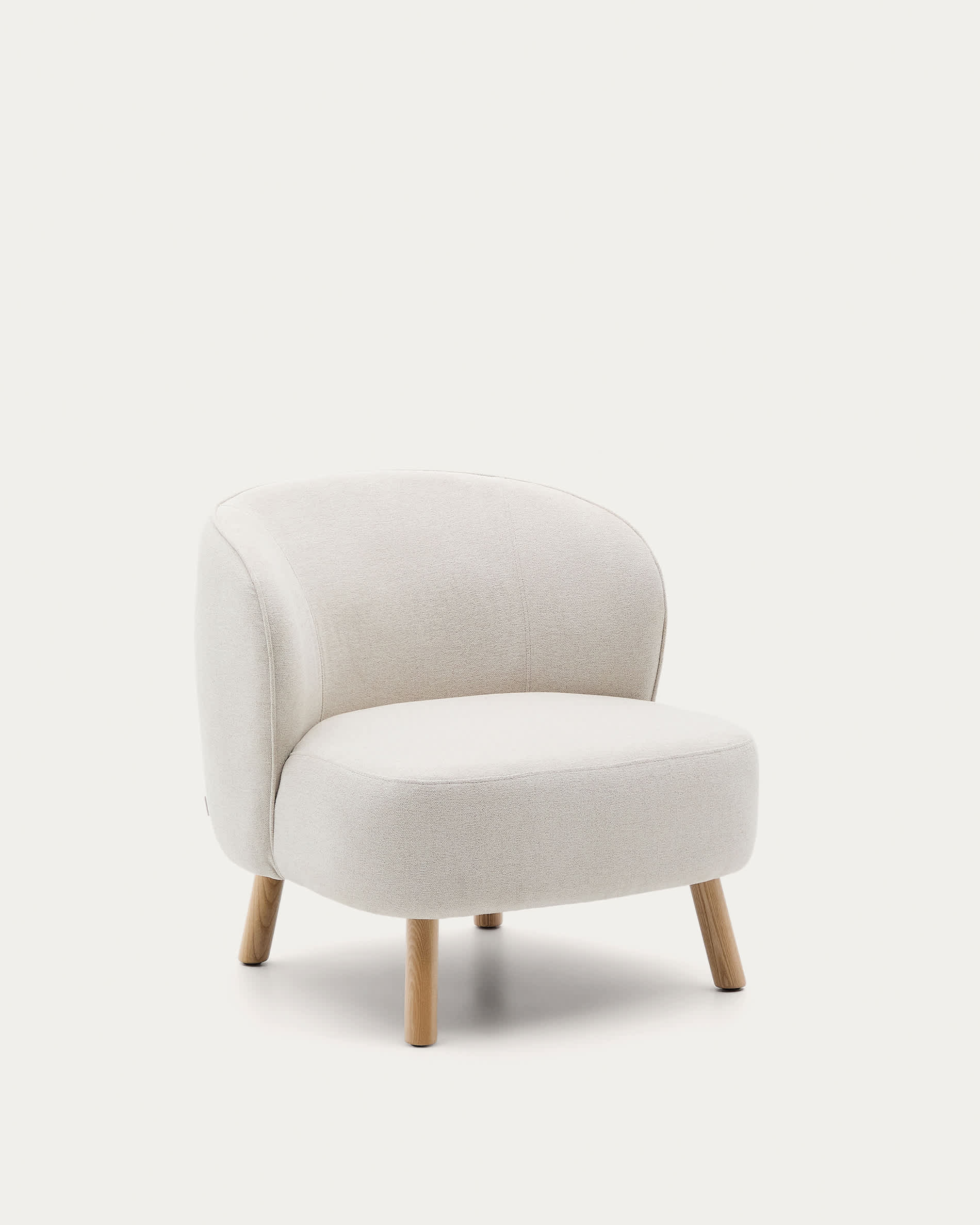 Karl Home Poltrona Moderna Mid-Century In Tessuto Lino Beige Con Struttura Legno Massello