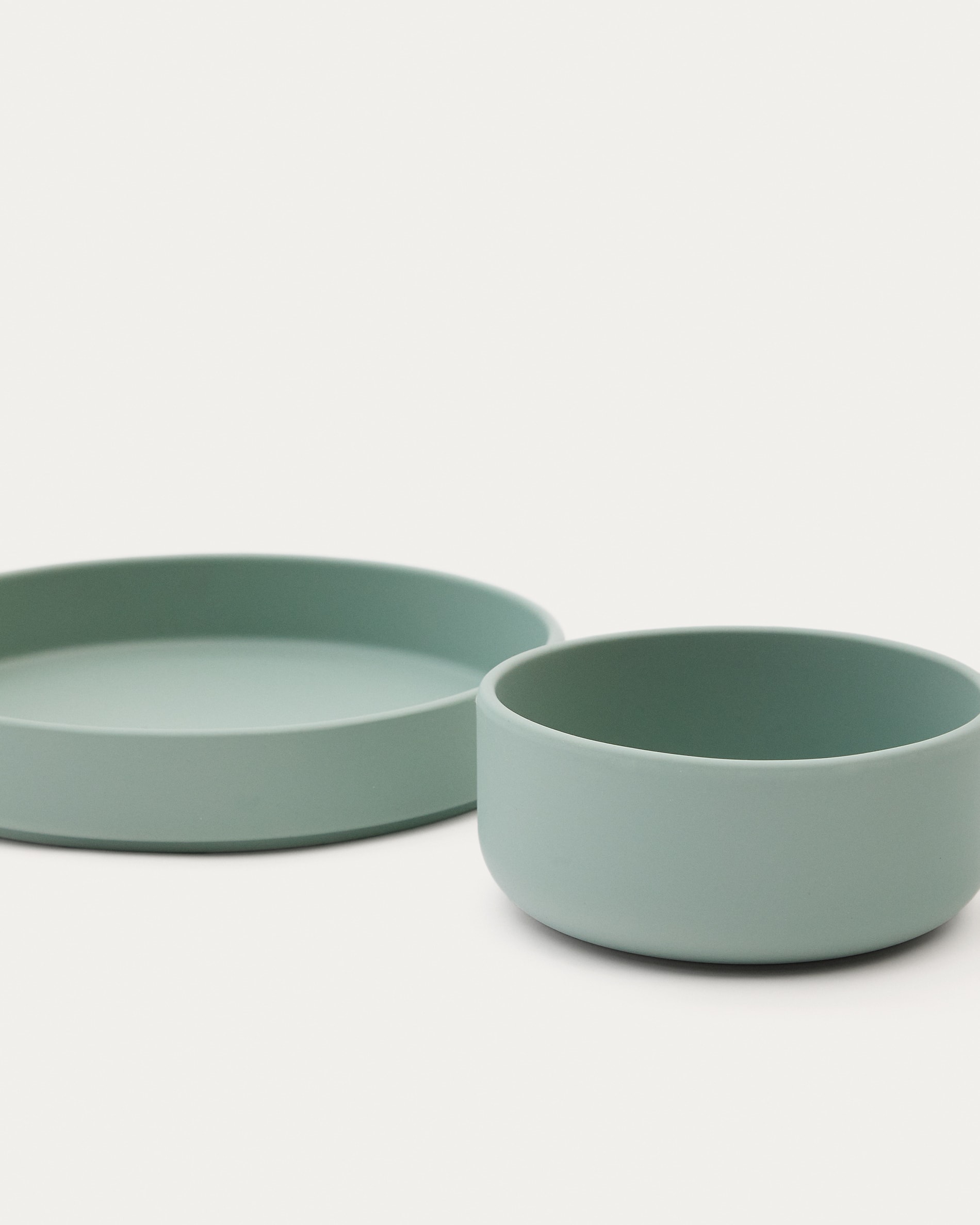 Lili plate and bowl set in turquoise silicone
