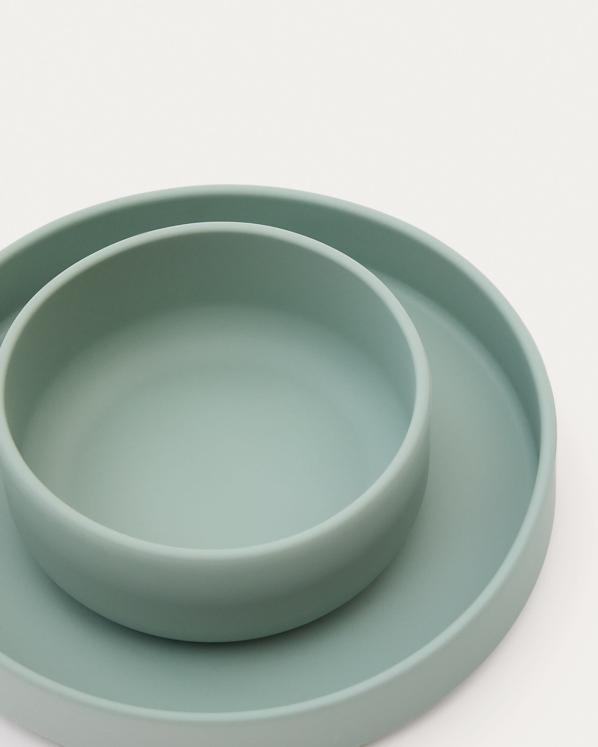Lili plate and bowl set in turquoise silicone