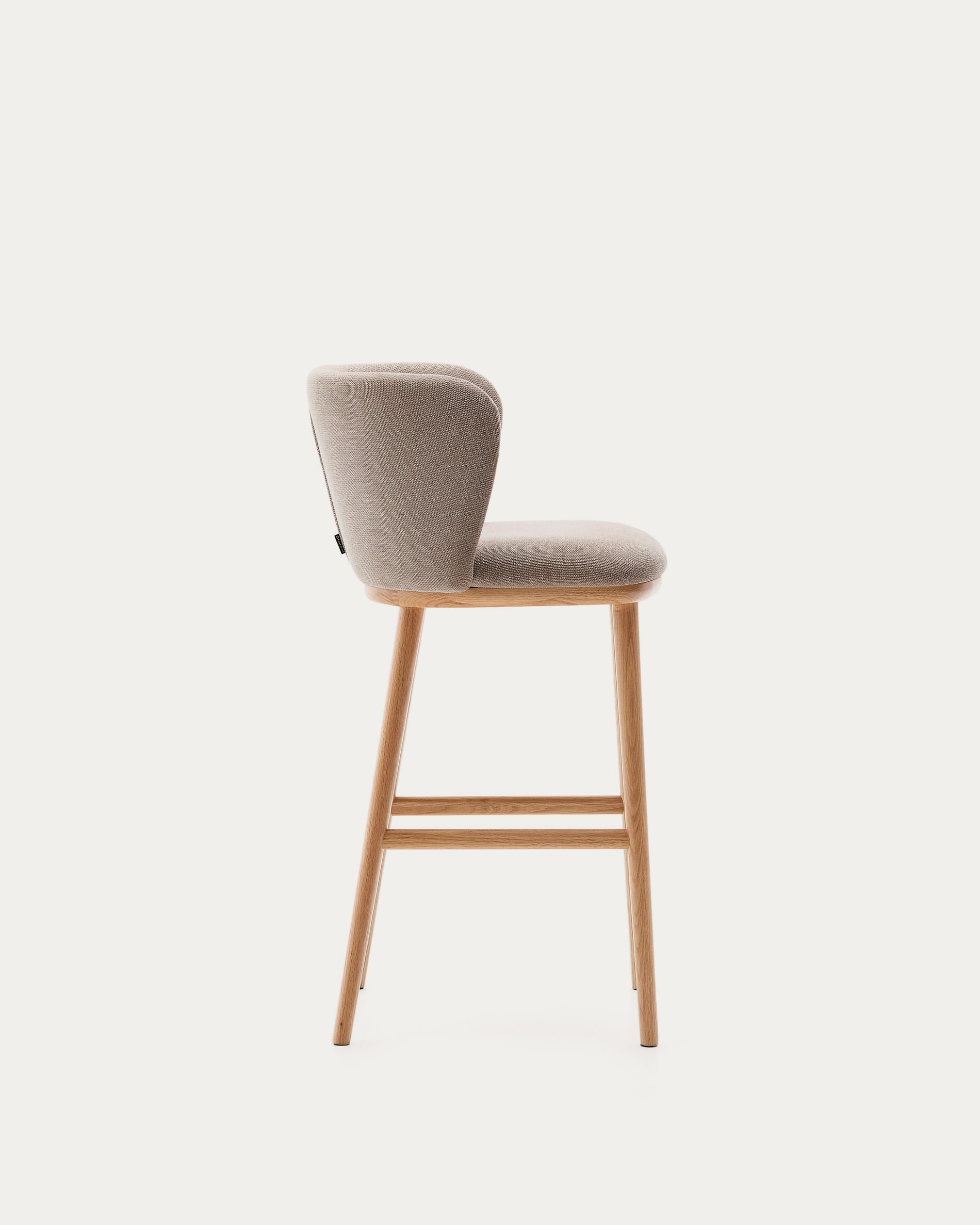 Ciselia stool brown chenille solid ash wood natural tone finish FSC Mix Credit 65 cm