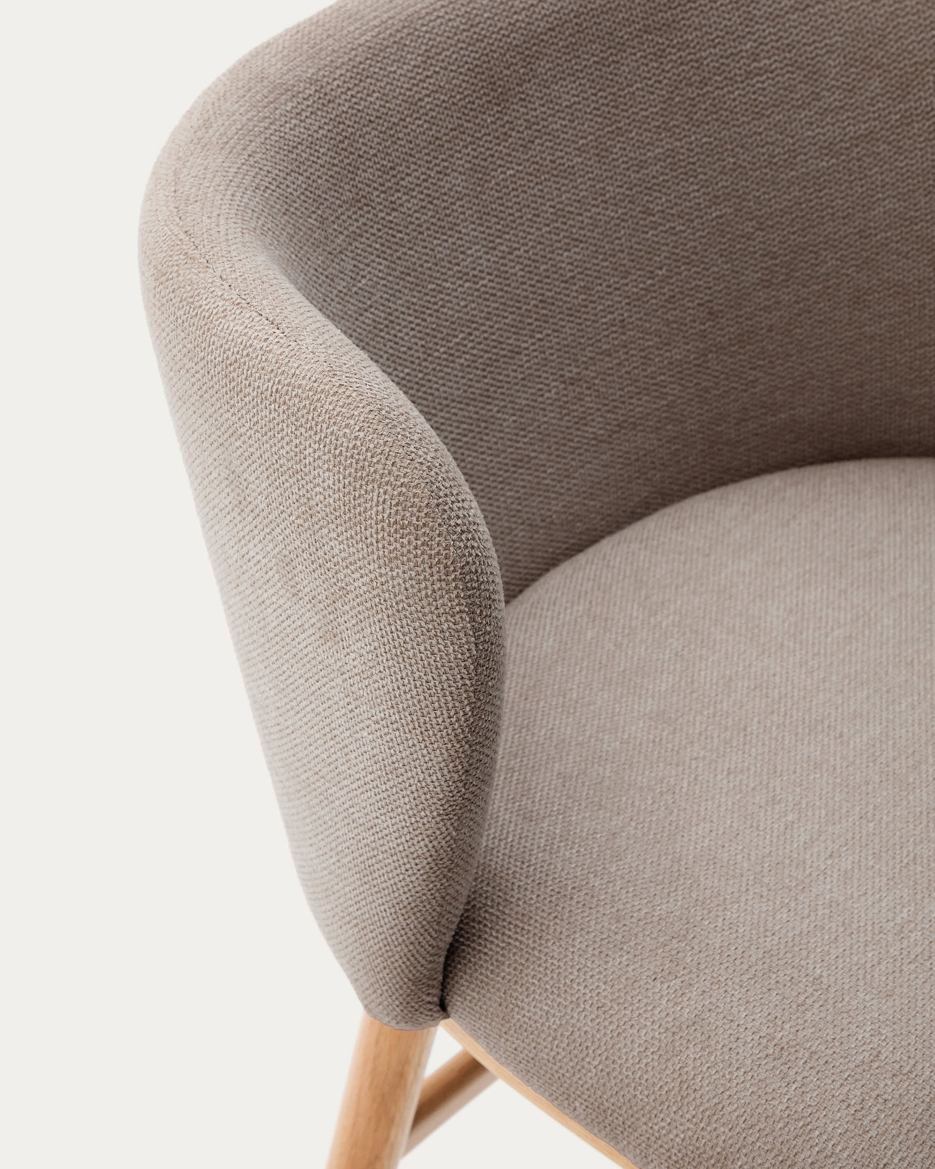 Ciselia stool brown chenille solid ash wood natural tone finish FSC Mix Credit 65 cm