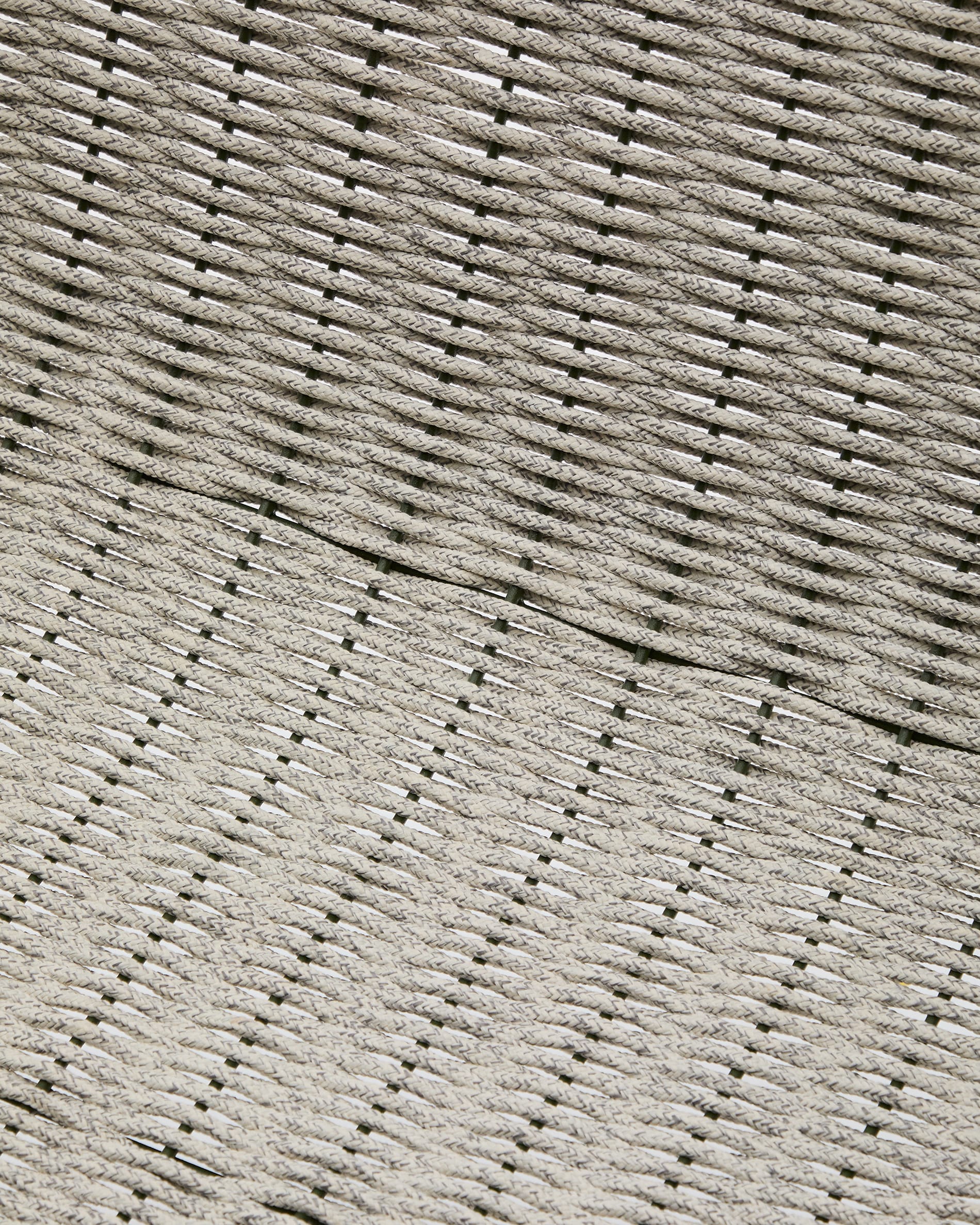 Maurina stackable armchair in green galvanised steel and ecru and grey rope cord