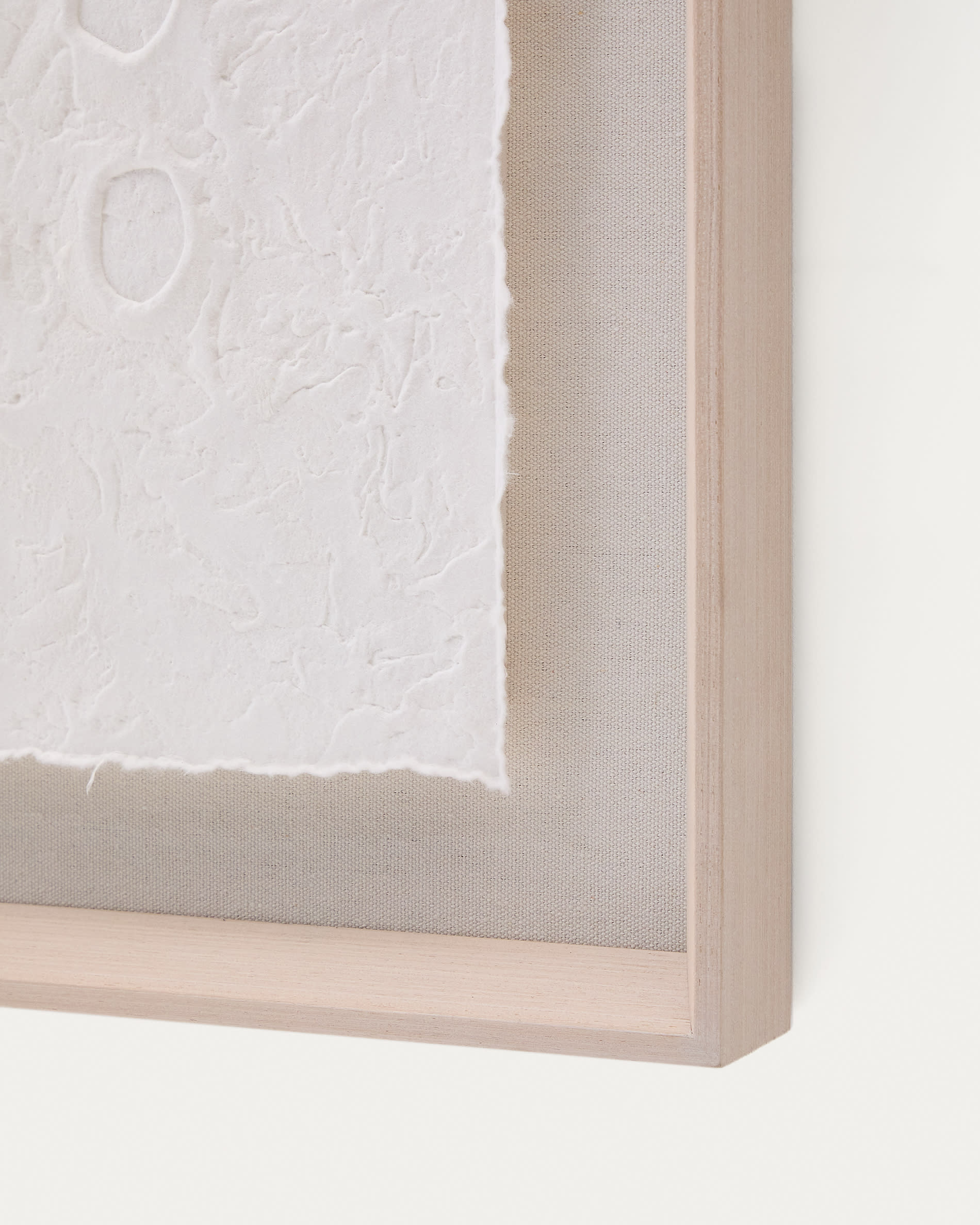 Olvin abstract picture on white recycled paper with hand-crafted reliefs 44 x 94 cm
