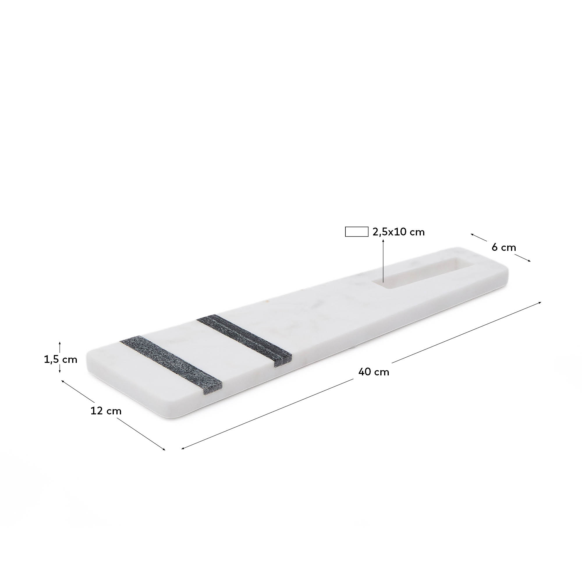 Nira small serving board in white and grey marble