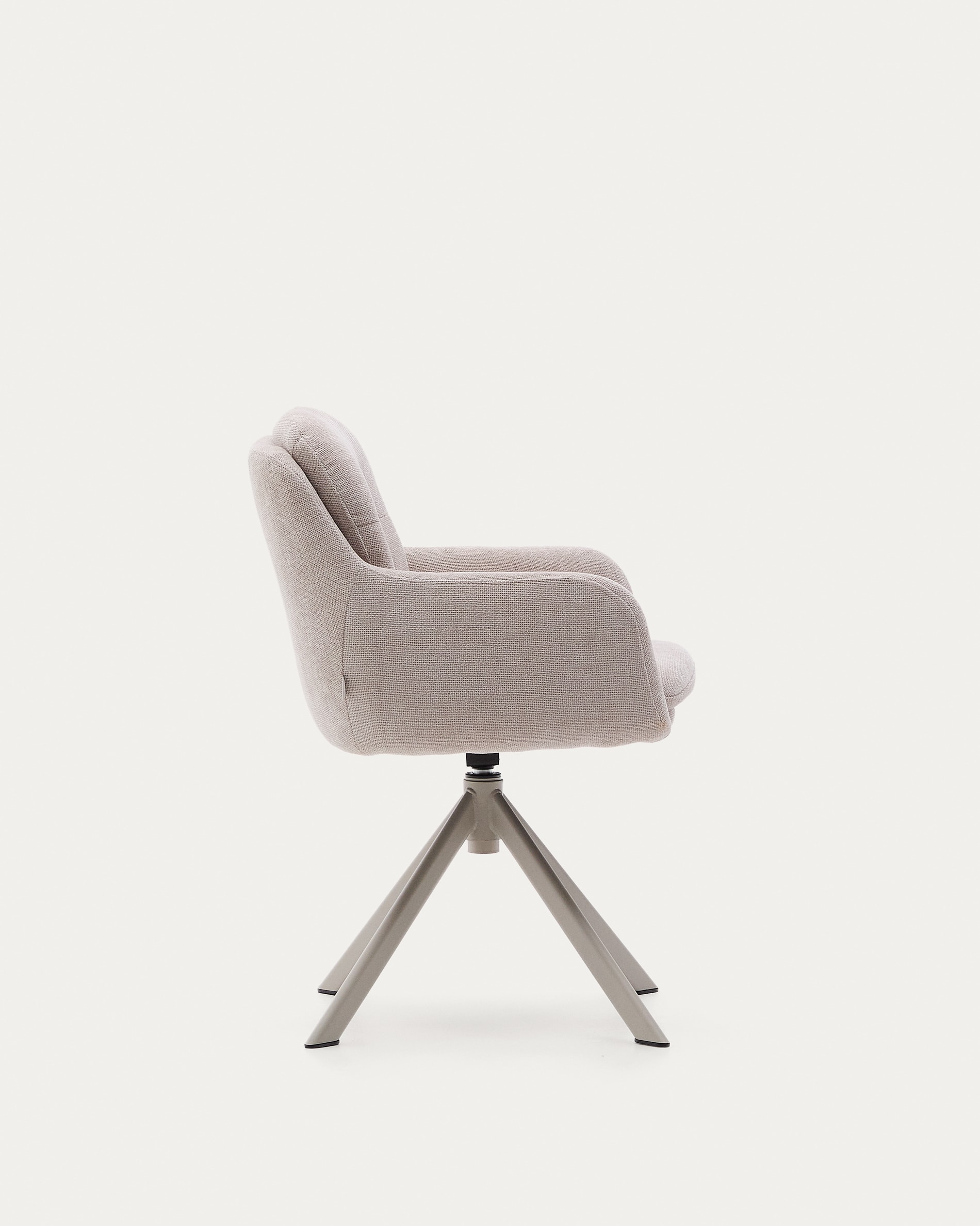 Lexa swivel chair in beige chenille and steel legs in a beige finish