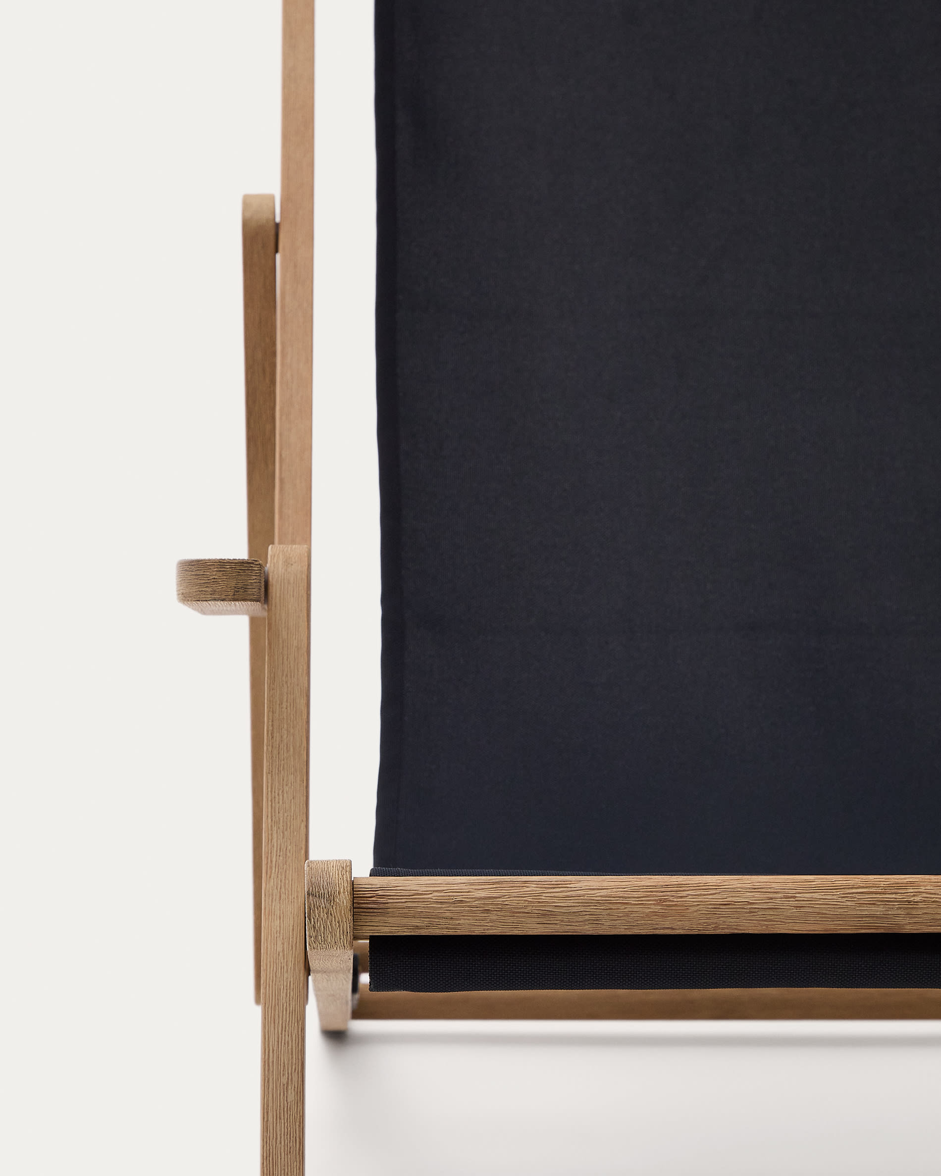 Vilara black outdoor folding deck chair made of FSC 100% solid acacia wood
