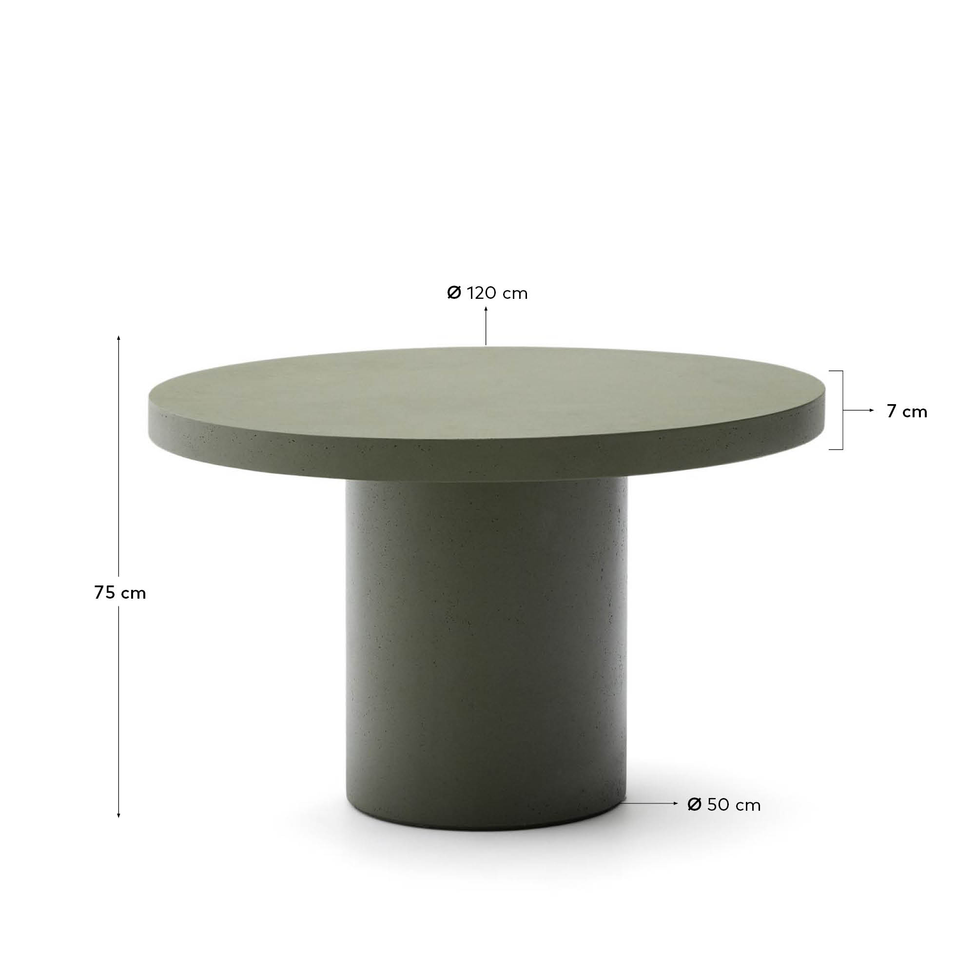 Aiguablava green cement round table Ø120cm