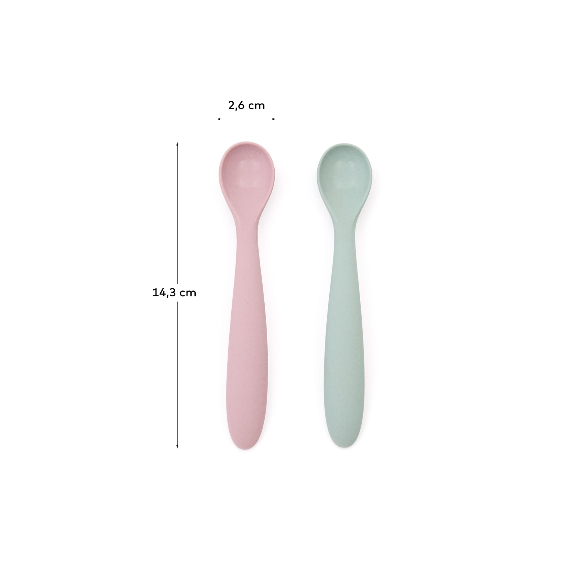 Lili set of two spoons in pink and turquoise silicone