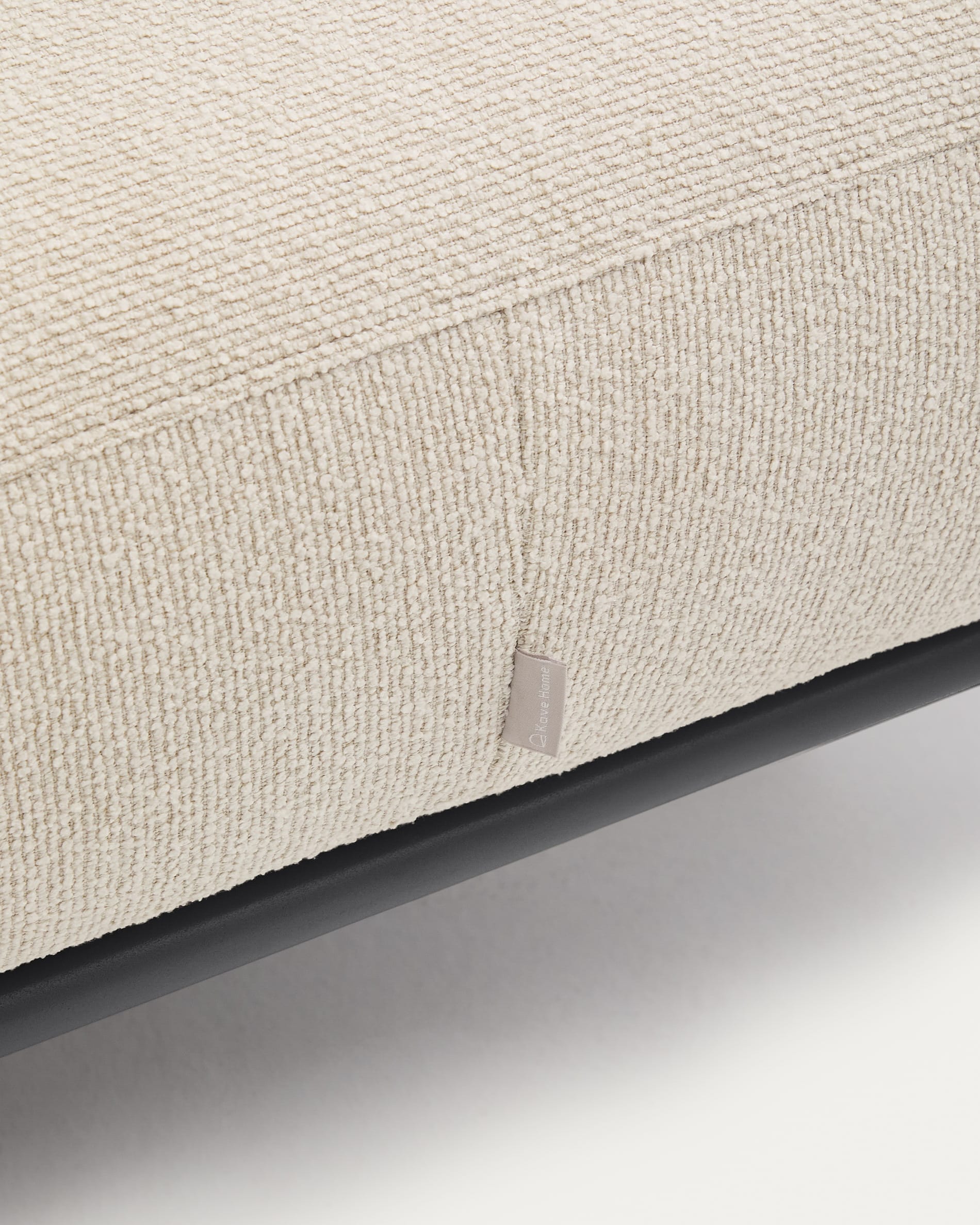 Aurum ecru chenille footrest with matte grey metal base 85 x 85cm FSC Mix Credit