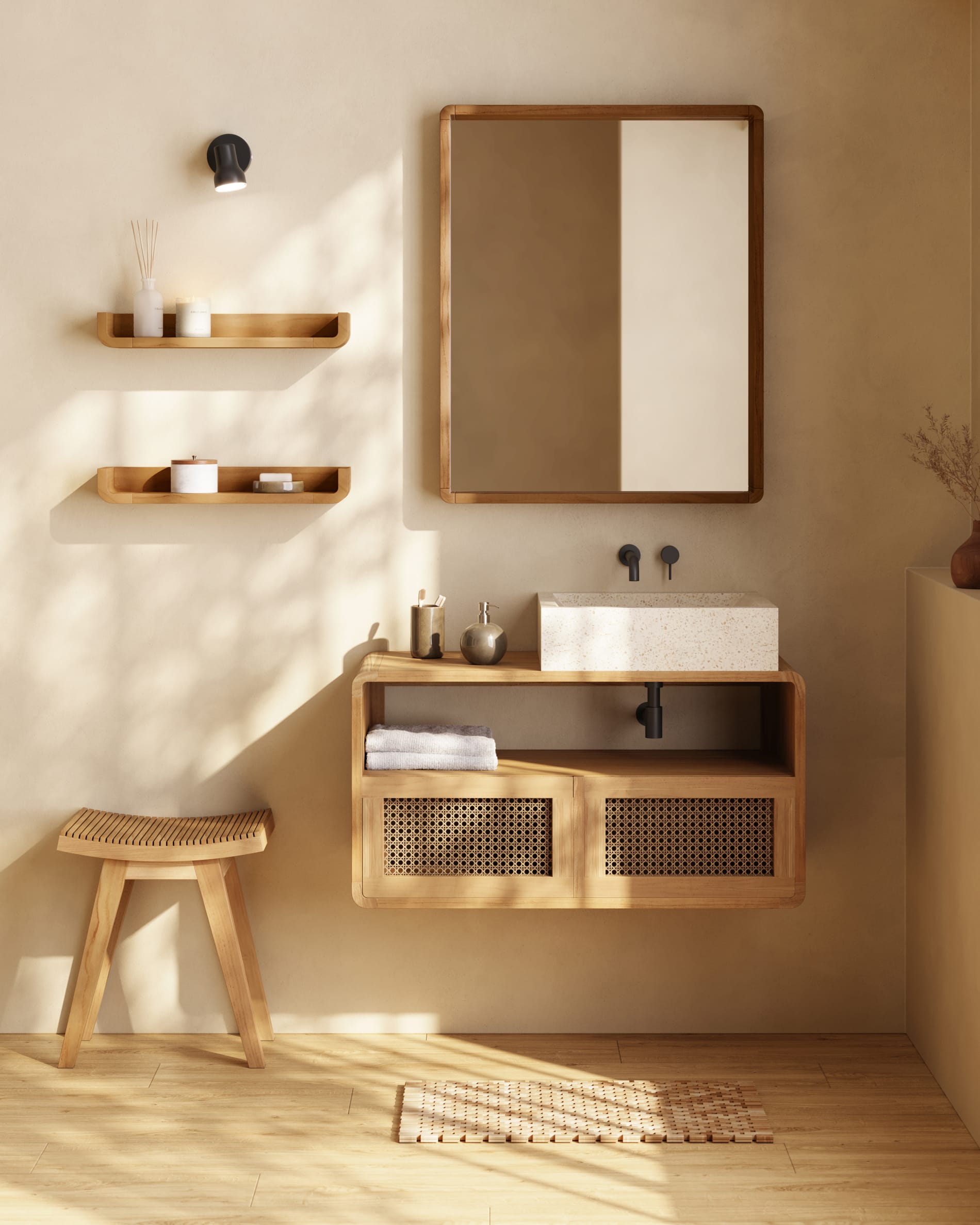 Sabiela solid teak bathroom cabinet 86 x 45 cm