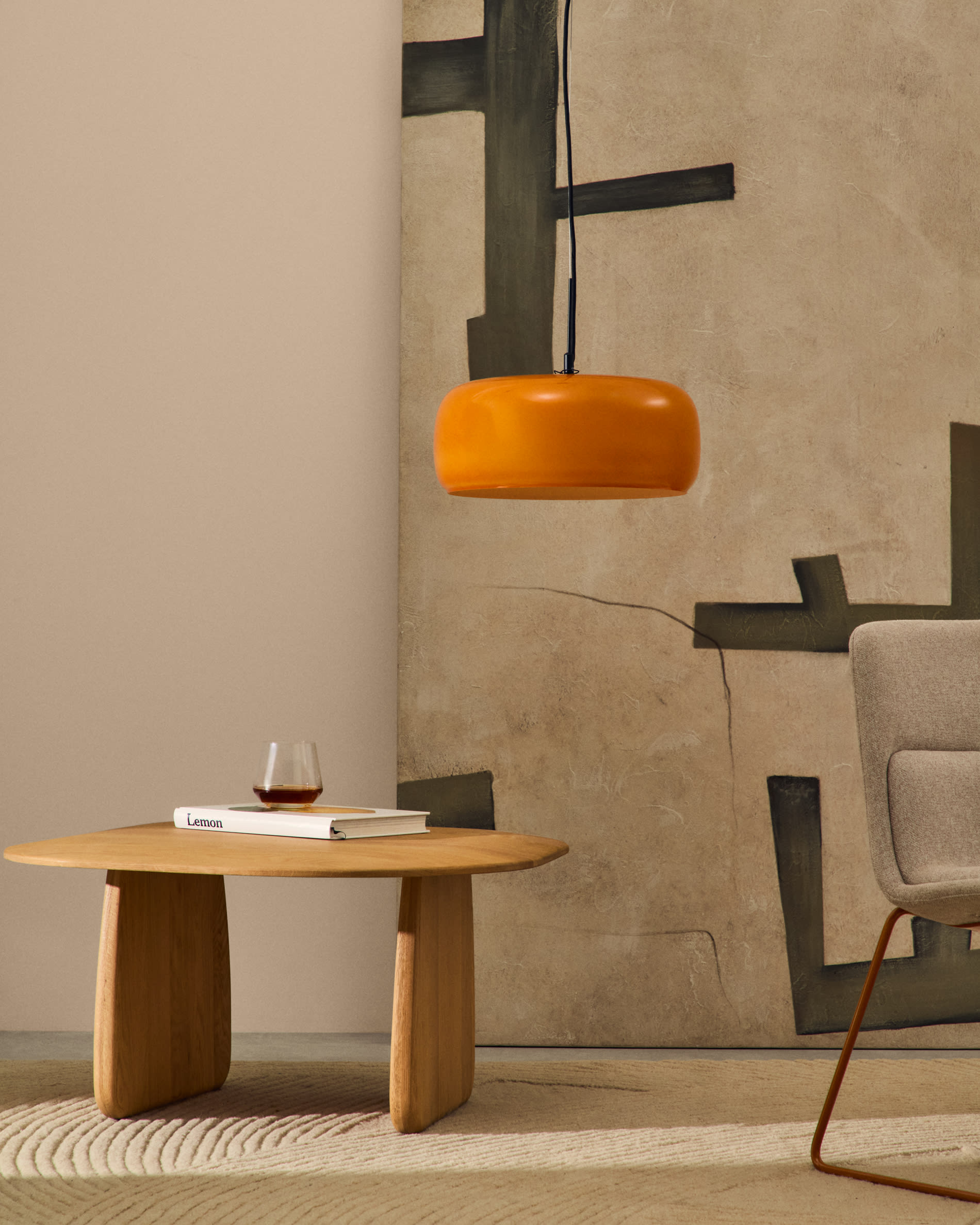 Plafonnier Reig en verre orange Ø — Kave Home