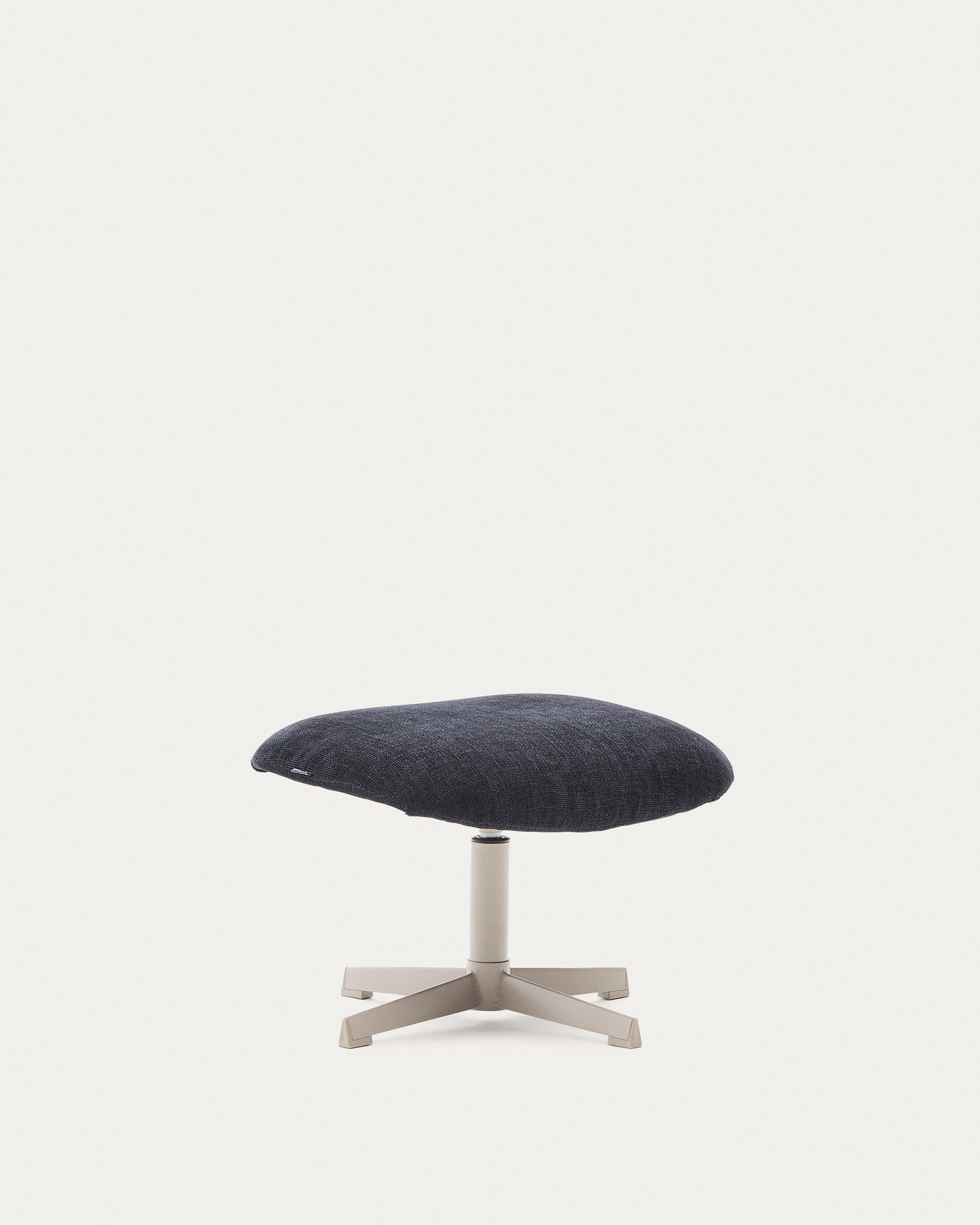 Teryl swivel footrest in blue chenille and metal with a grey finish FSC™ 100%.
