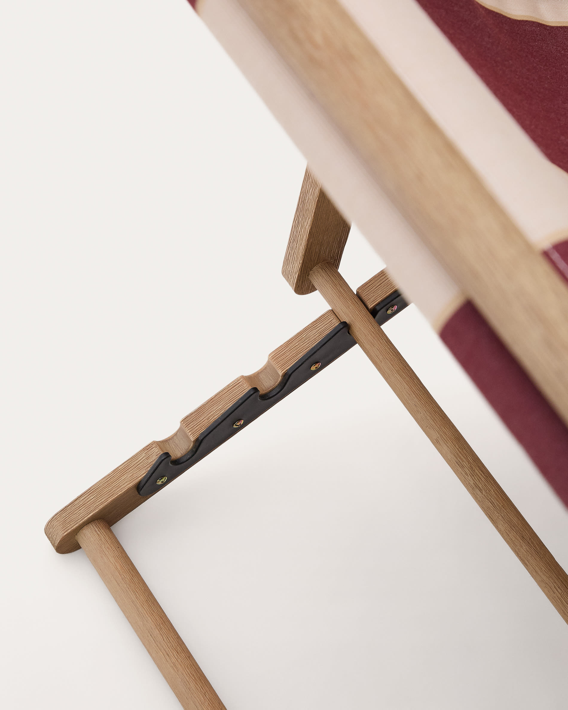 Vilara burgundy and beige striped outdoor folding deck chair made of FSC 100% solid acacia wood