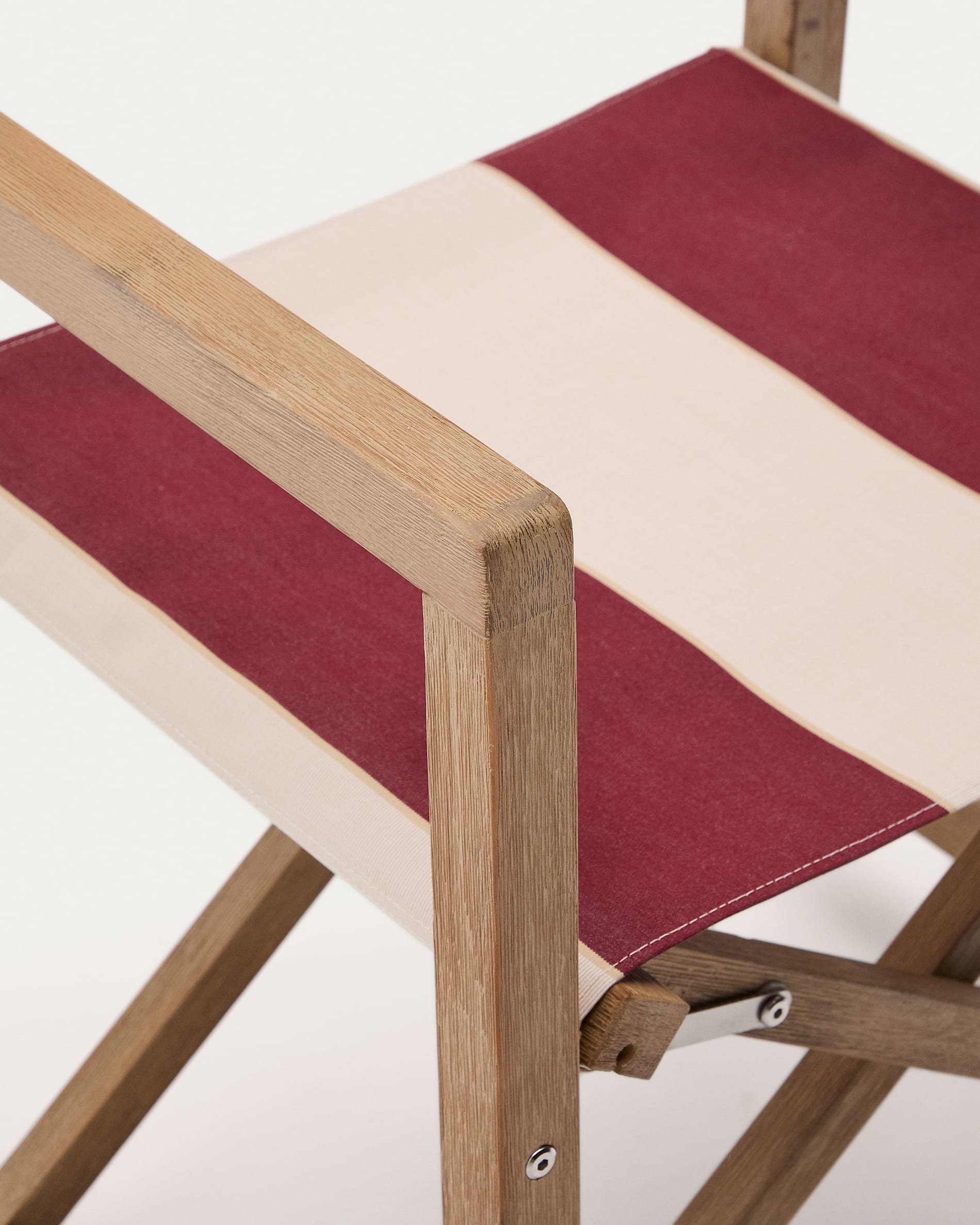 Vilara burgundy and beige striped outdoor folding chair made of FSC 100% solid acacia wood