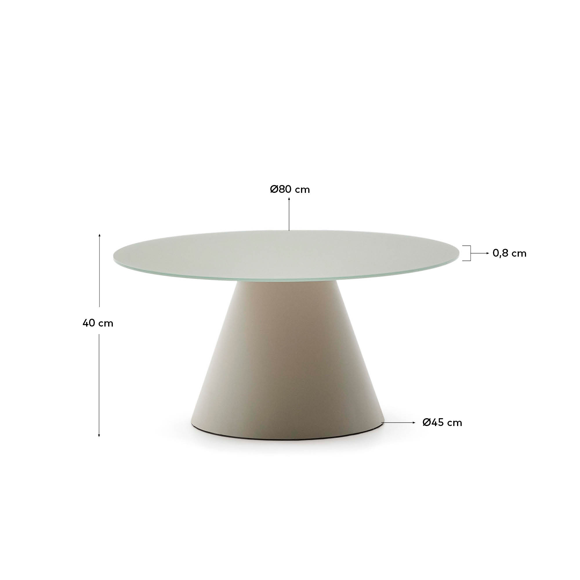 Wilshire tempered glass and metal coffee table with a matte grey finish, Ø 80 cm