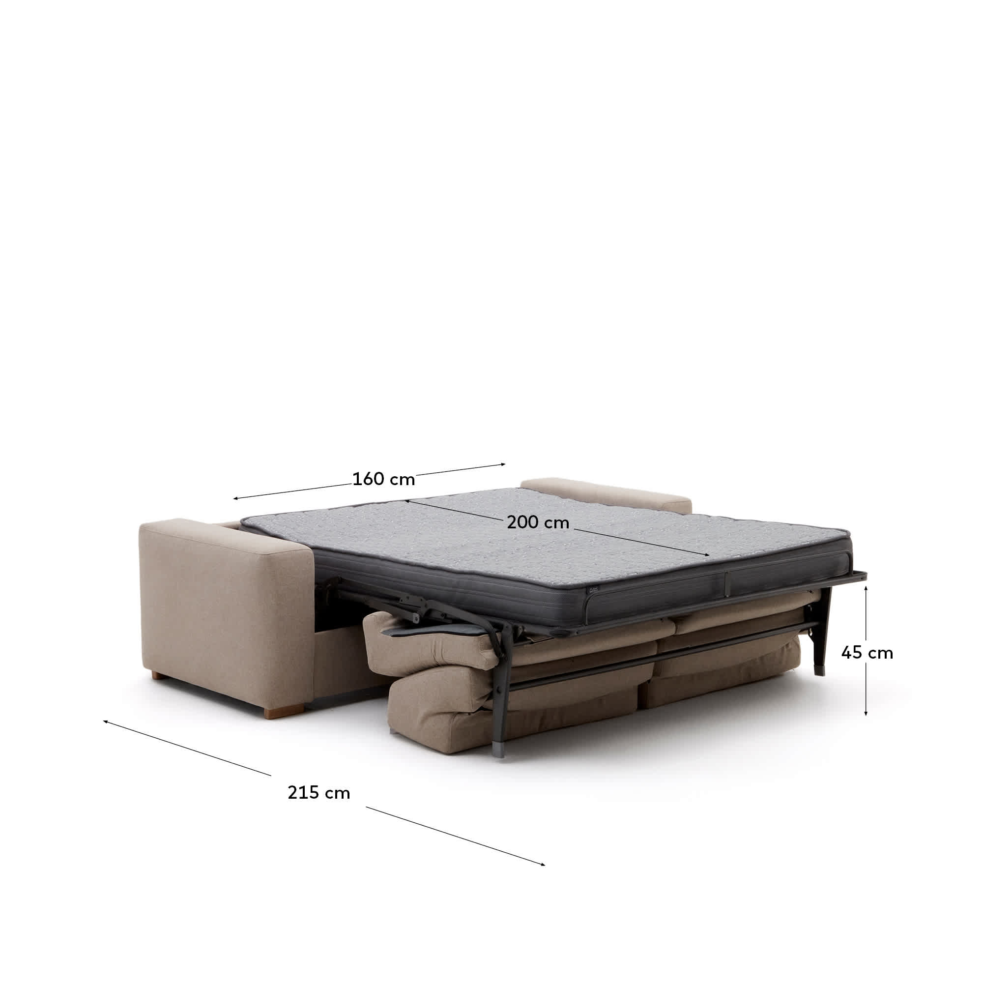 Anley beige 3-seater sofa bed with solid beech wood legs 224cm FSC Mix Credit