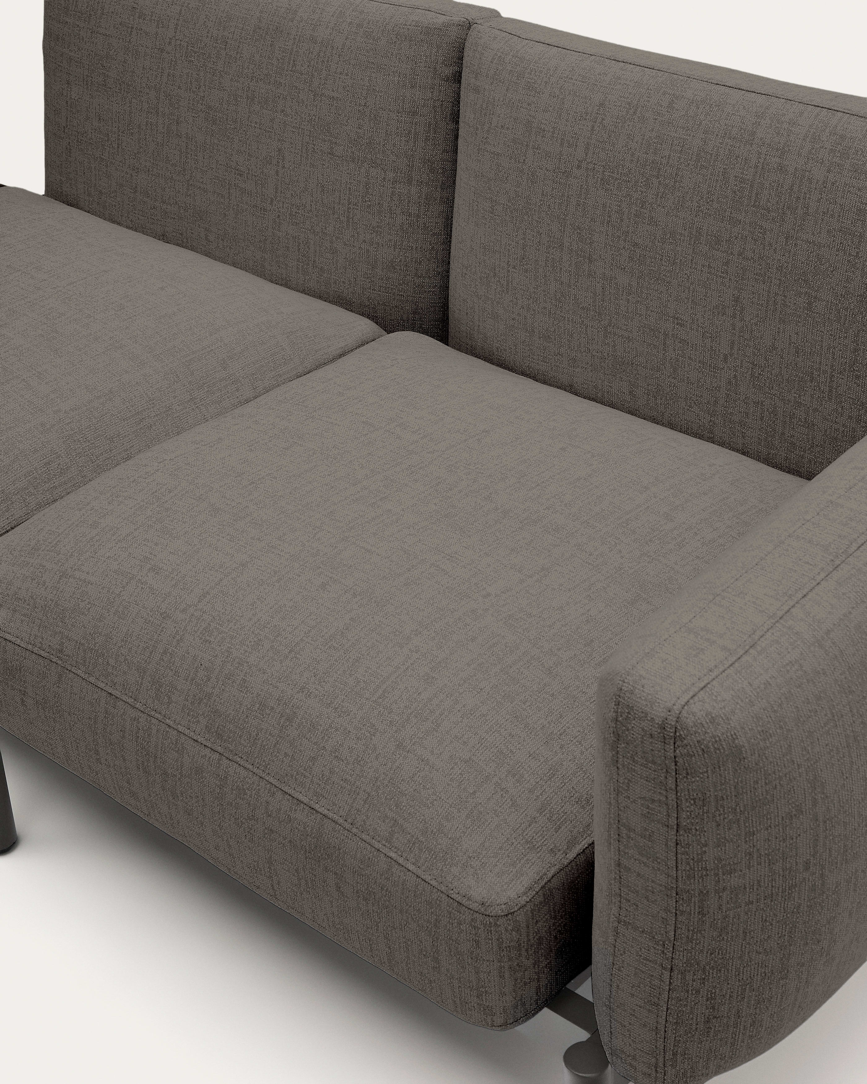 Sorells outdoor modular 3-seater sofa with grey upholstery and grey aluminium with teak table 341 x 113cm FSC 100%