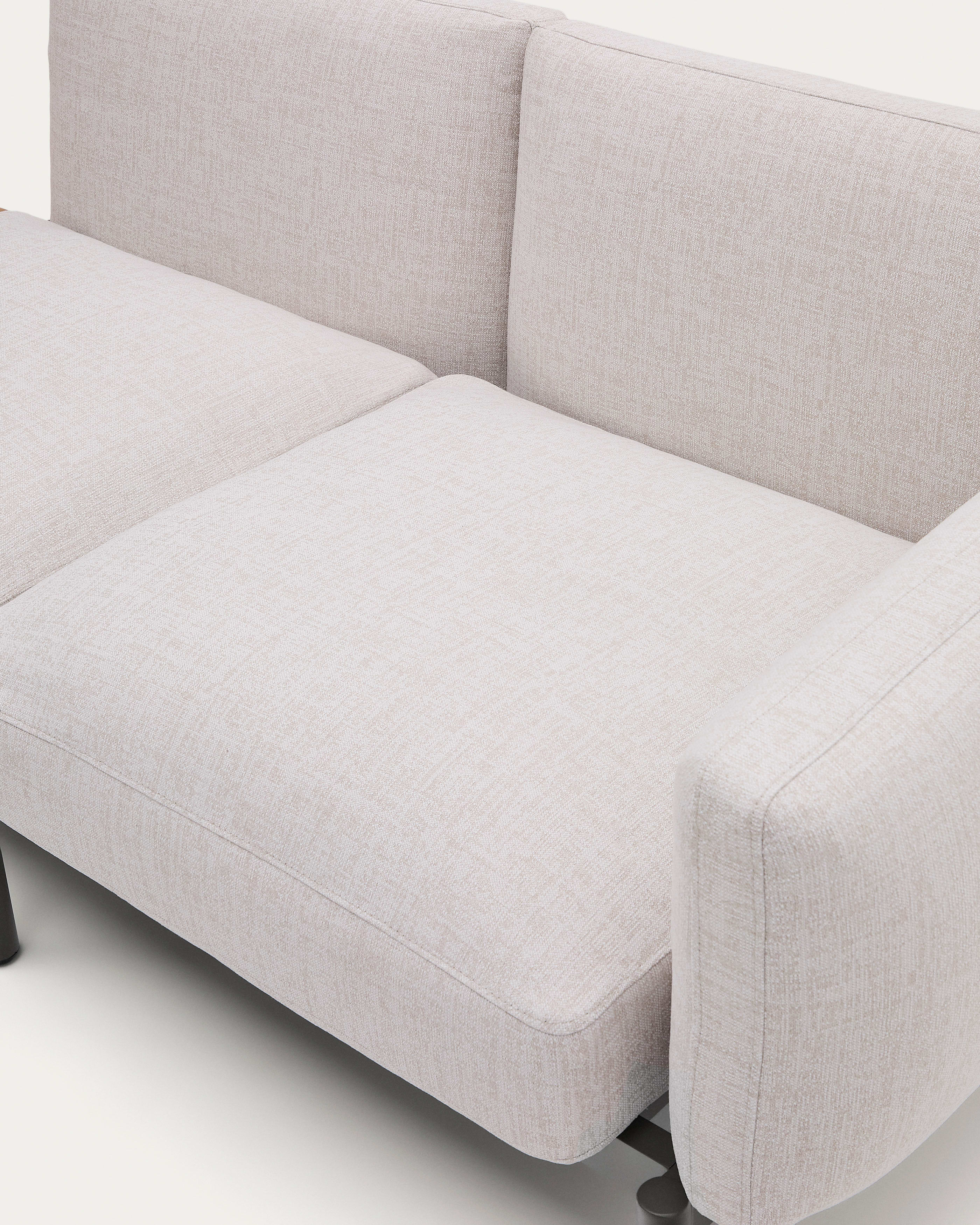 Sorells outdoor modular 3-seater sofa with beige upholstery and grey aluminium with teak table 341 x 113cm FSC 100%