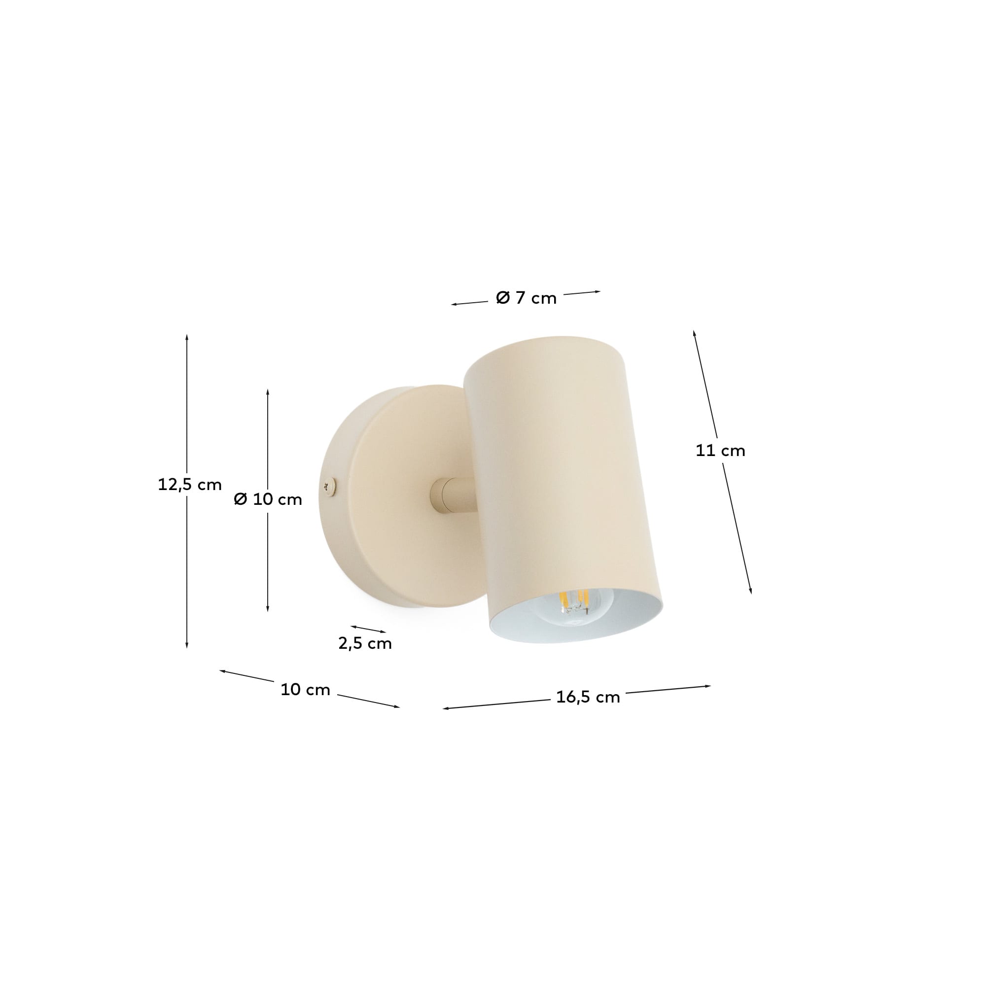Manie metal wall-mounted light fixture with beige textured finish