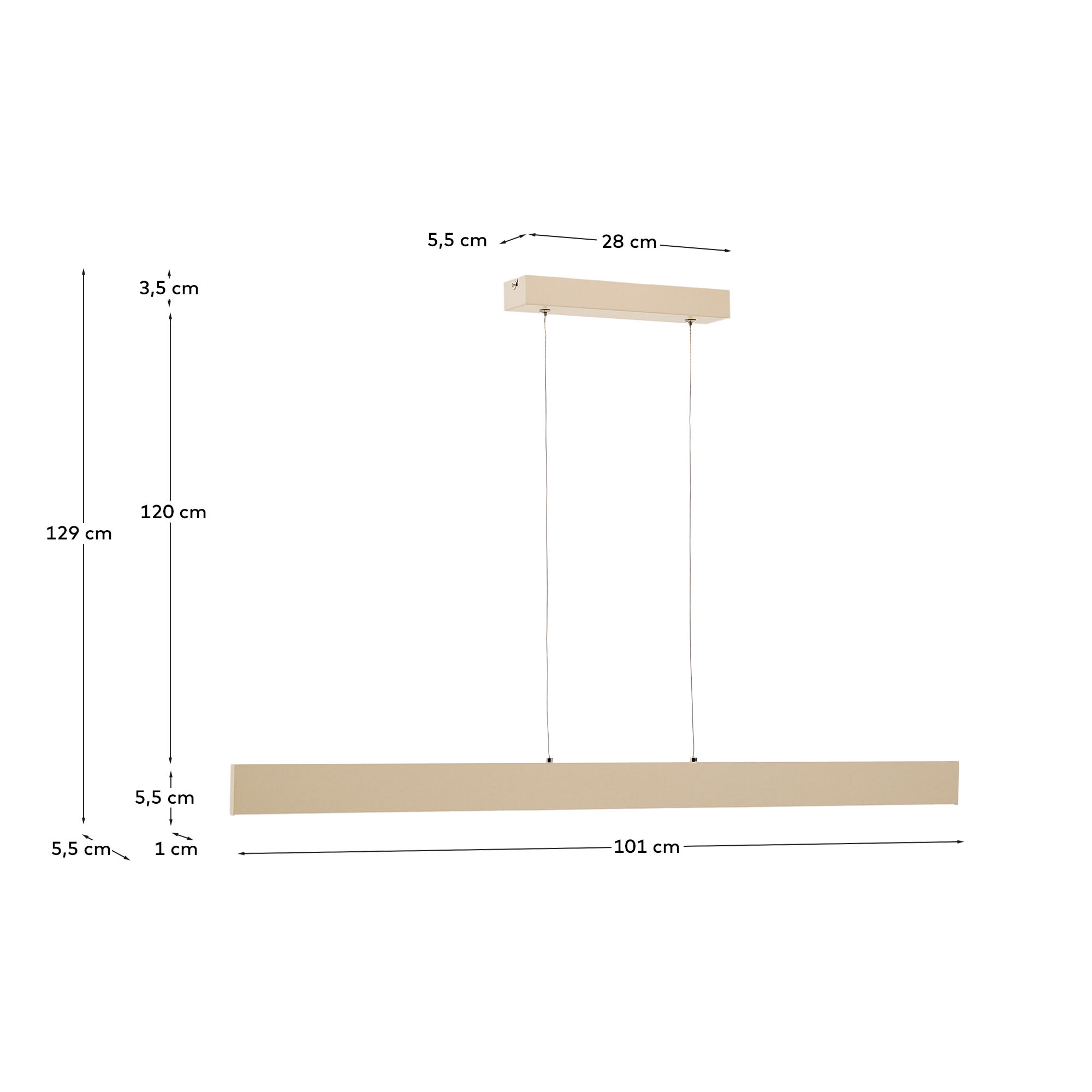 Boadella aluminium ceiling lamp with beige painted finish