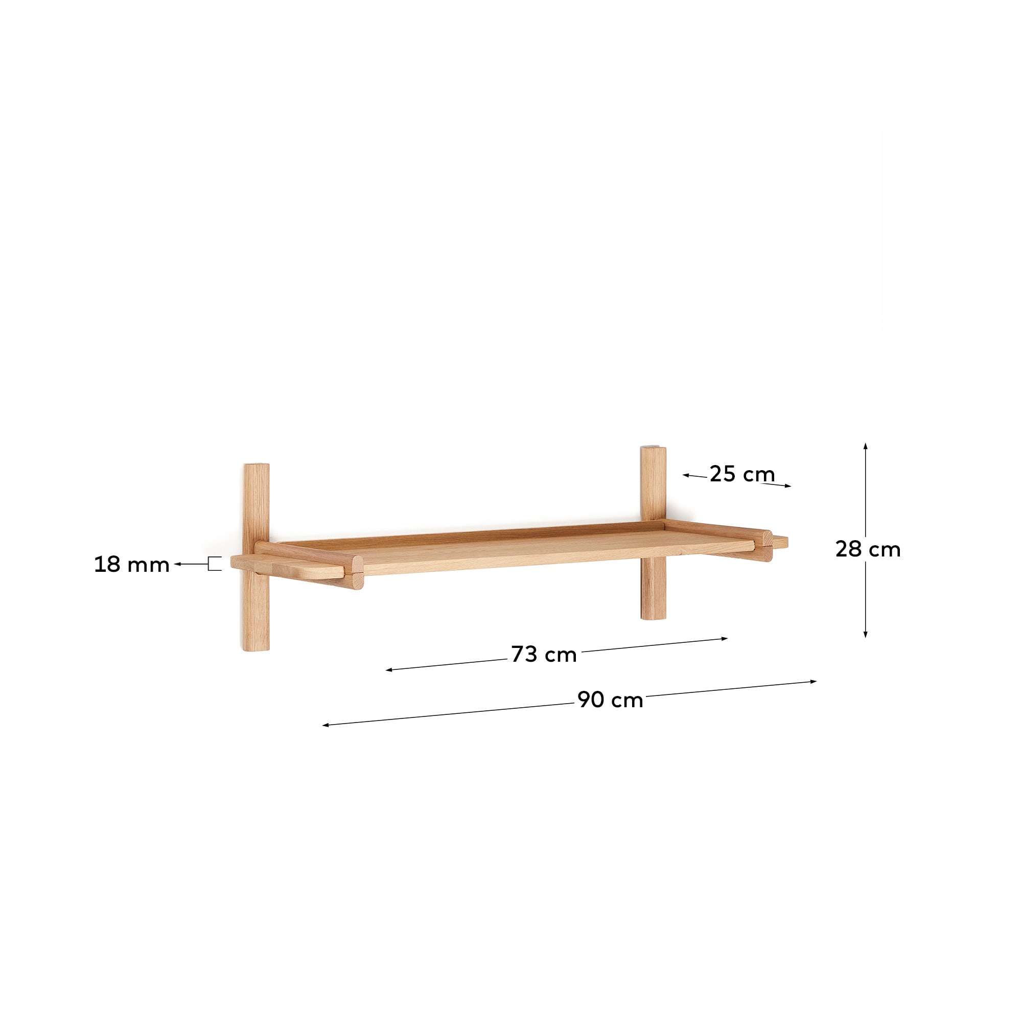 Sitra modular shelf, 1 solid oak wood shelf in a natural finish, 90 cm, FSC Mix Credit