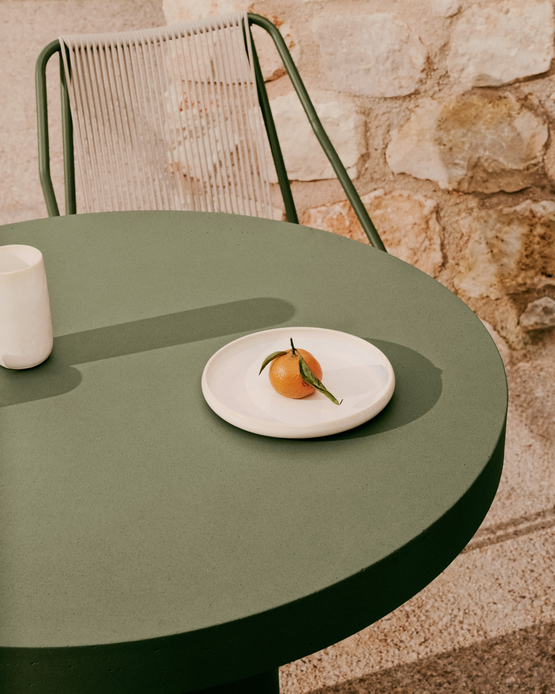 Aiguablava green cement round table Ø90cm