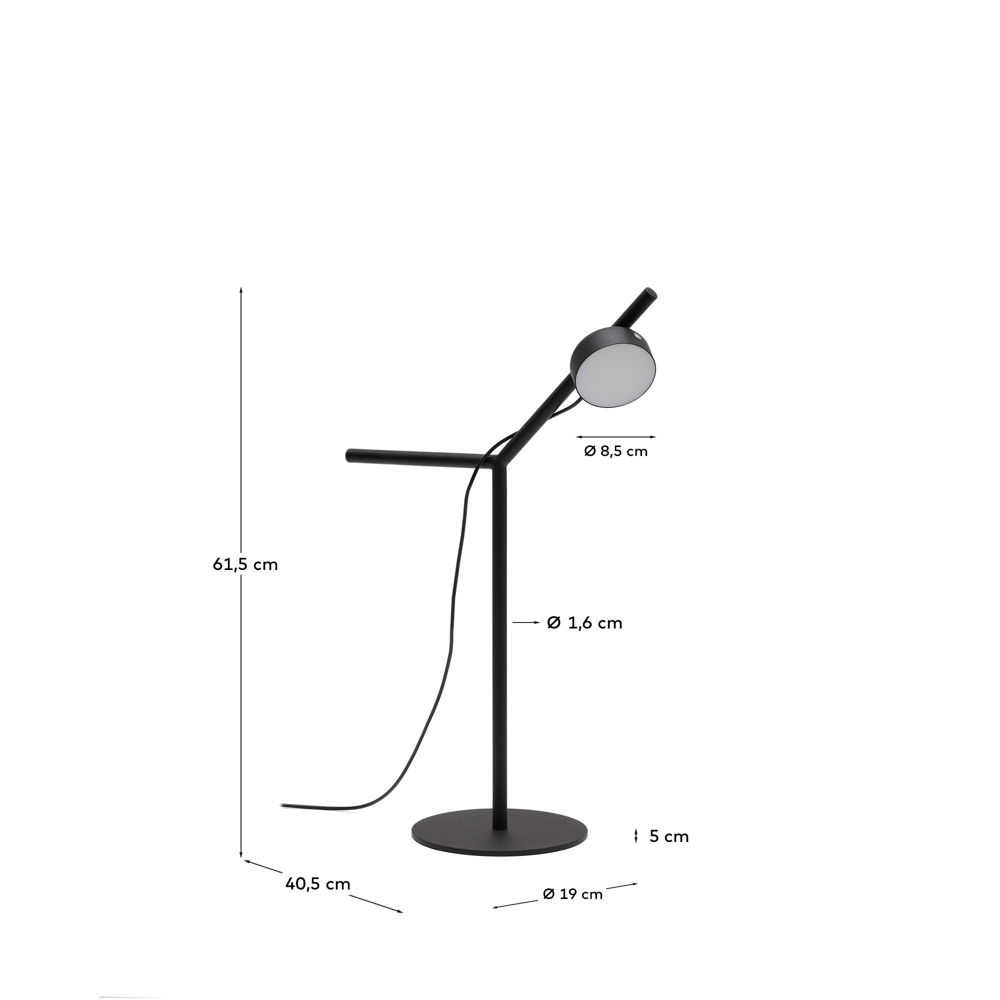 Orey black metal table lamp with multi-position spotlight