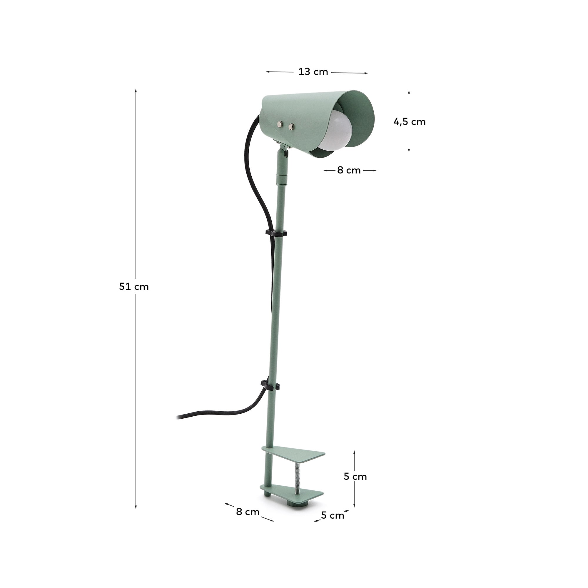 Jula desk lamp with clamp in green metal