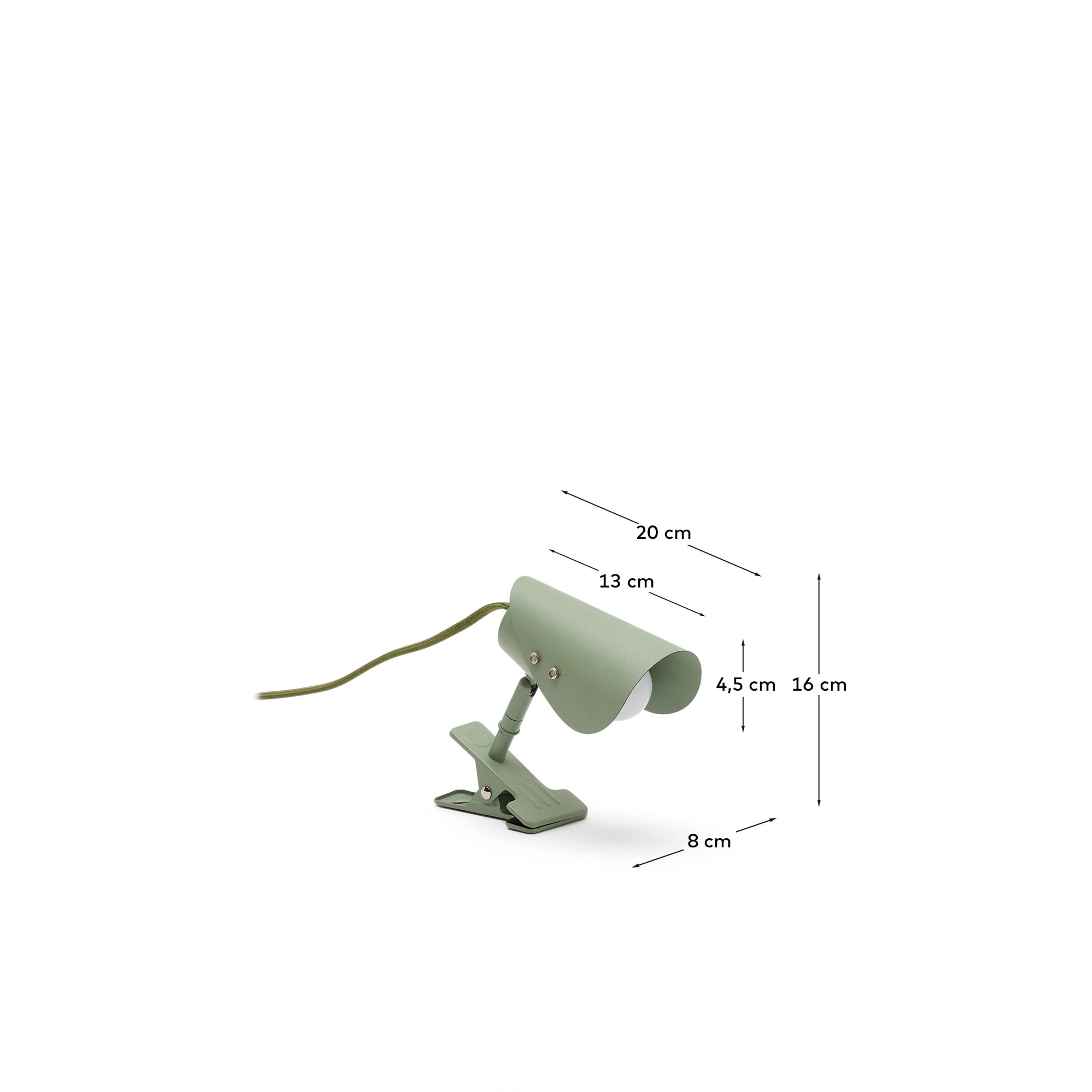 Jula small lamp with clamp in green metal