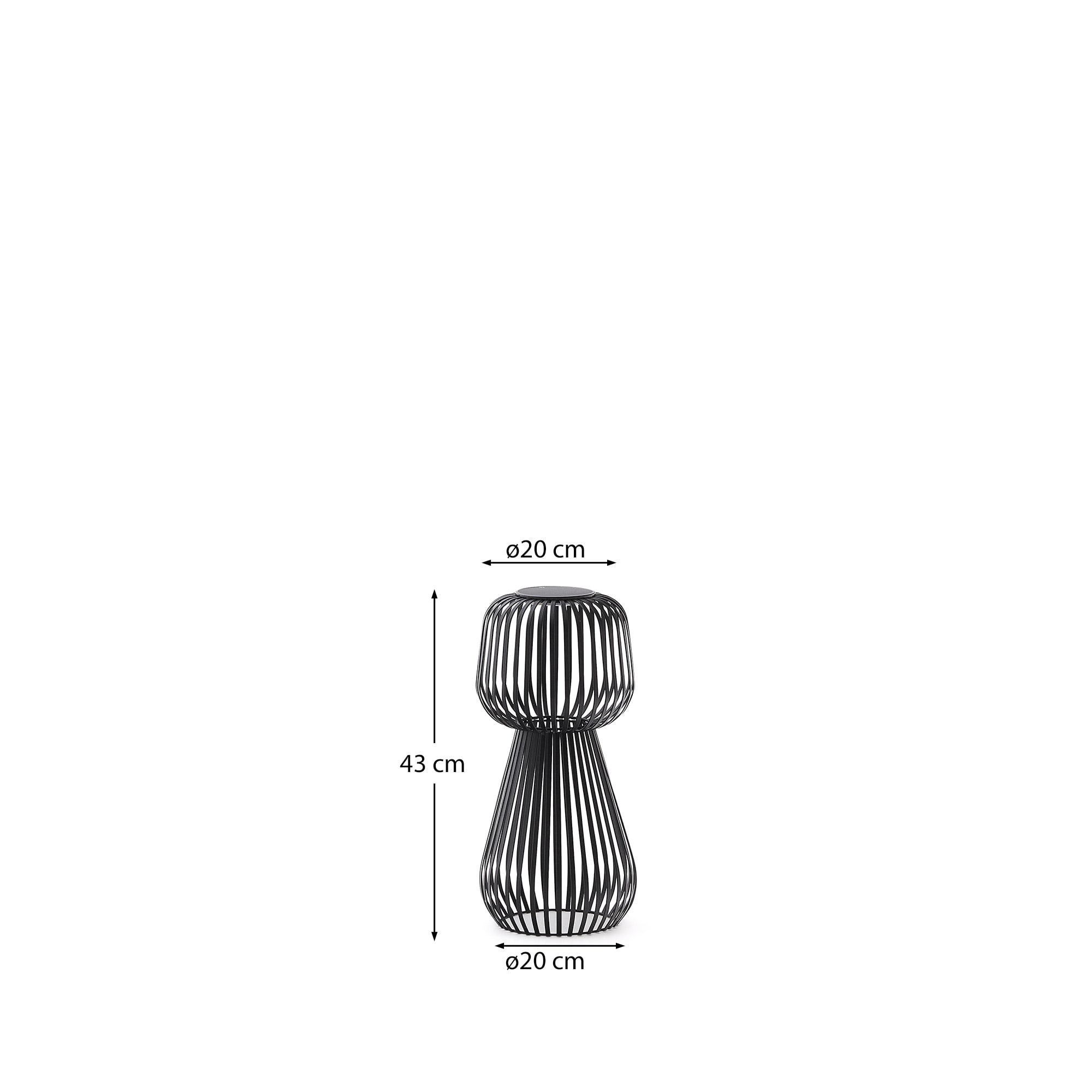 Reiba black metal solar table lamp