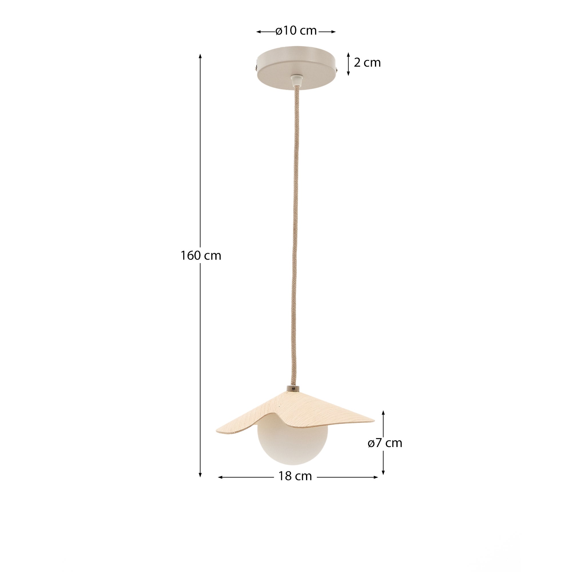 Wilara oak veneer ceiling lamp with 1 white smoked glass ball