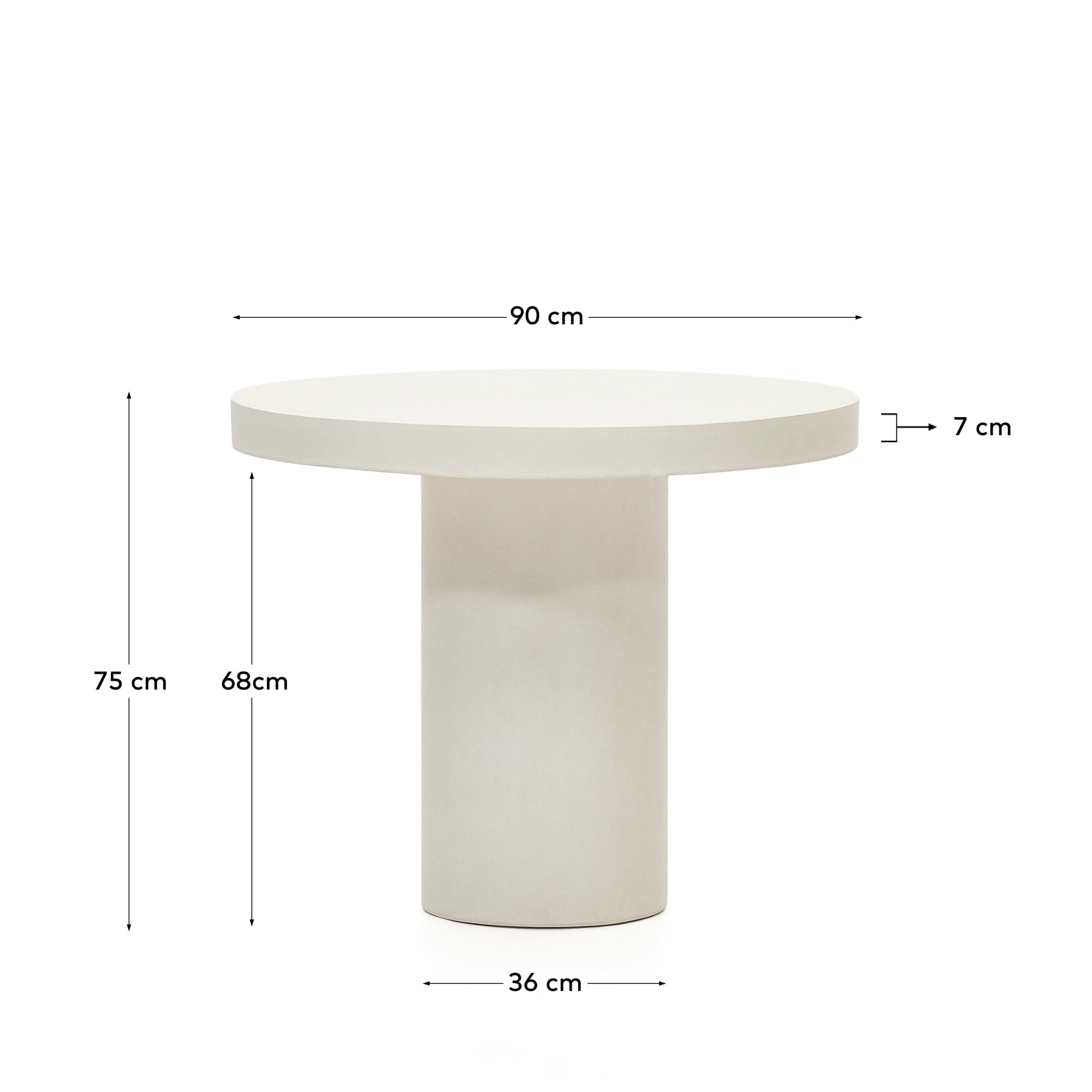 Aiguablava round table in white cement, Ø 90 cm