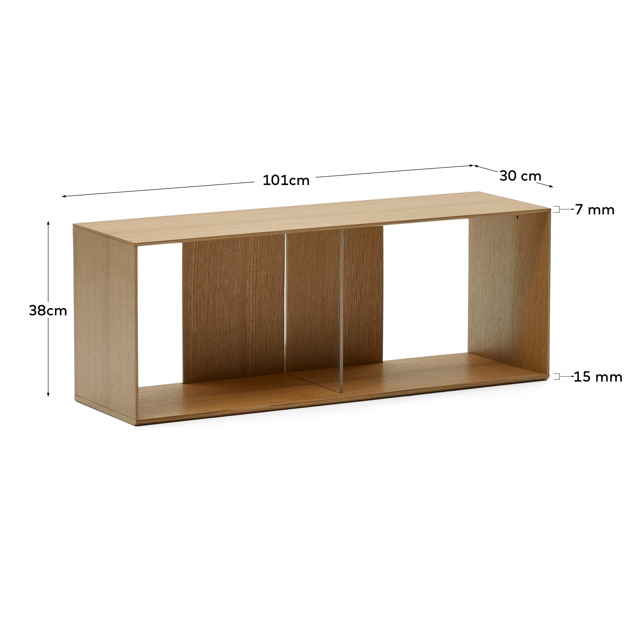 Litto set of 2 modular shelving units in oak wood veneer, 101 x 76 cm