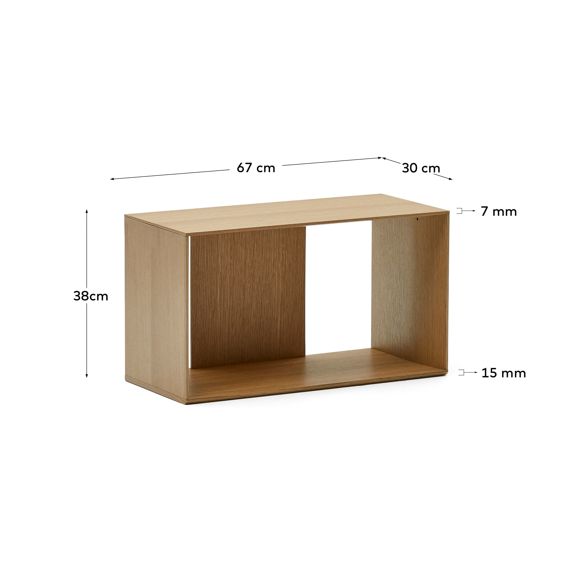 Litto set of 4 modular shelving units in oak wood veneer, 168 x 76 cm