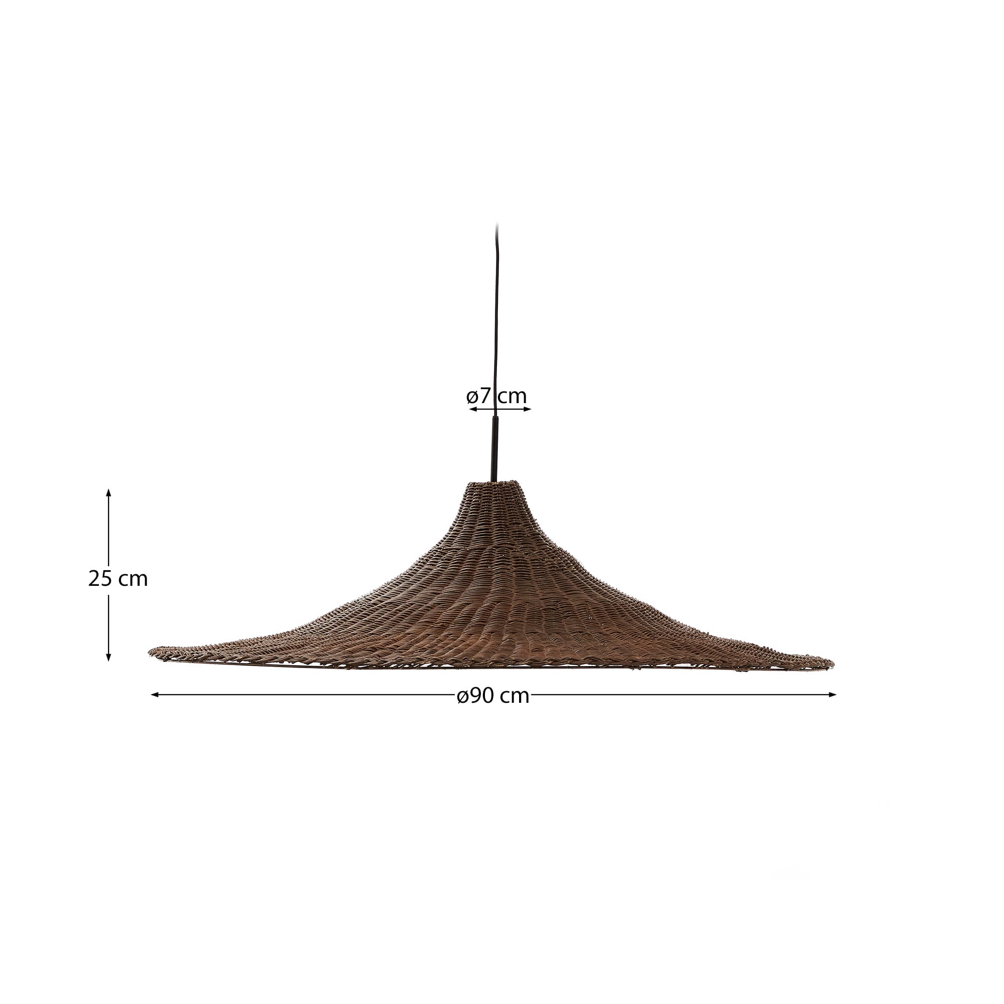 Bladia rattan ceiling lamp shade with brown finish Ø90cm