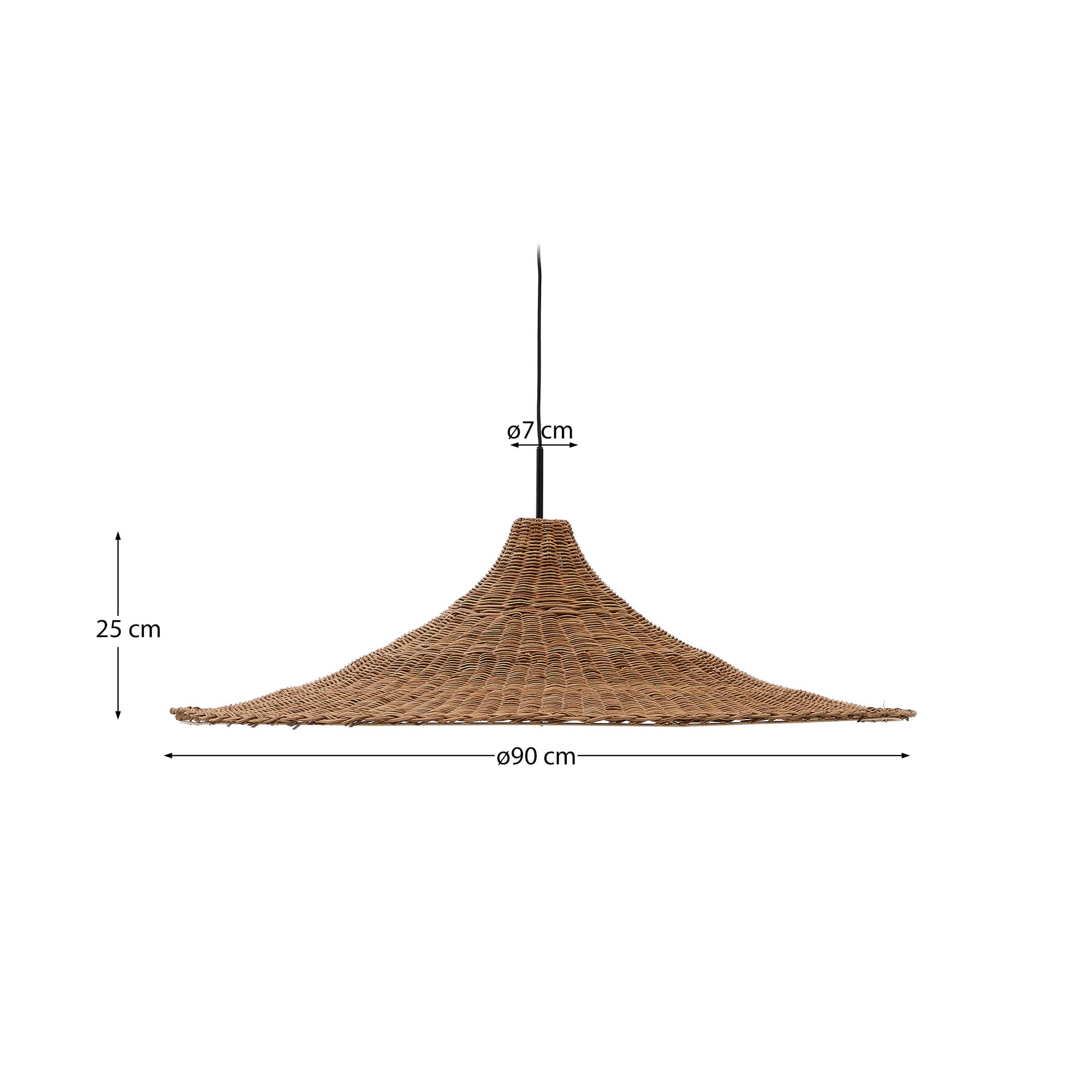 Bladia rattan ceiling lamp shade with natural finish Ø90cm