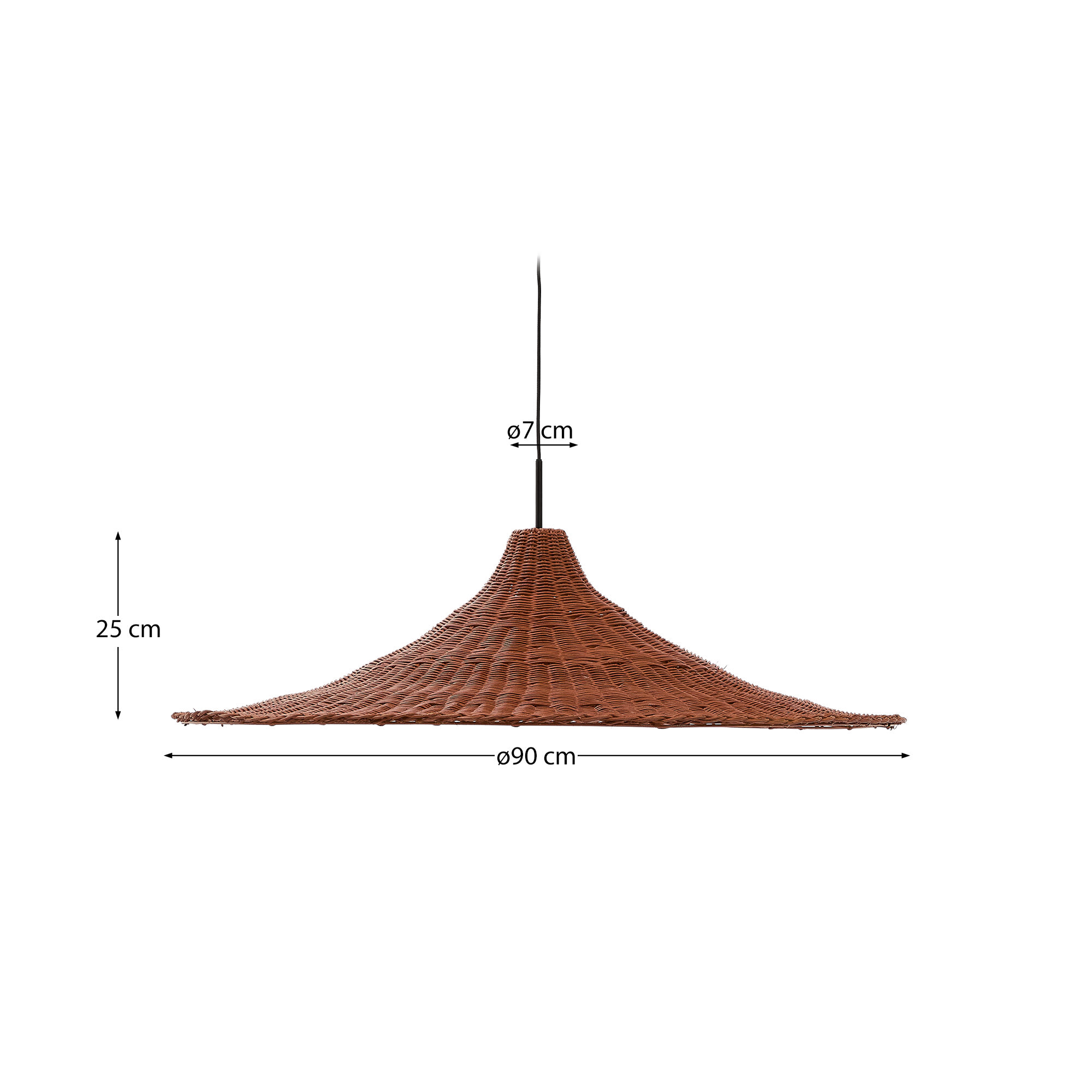 Bladia rattan ceiling lamp shade with terracotta finish Ø90cm