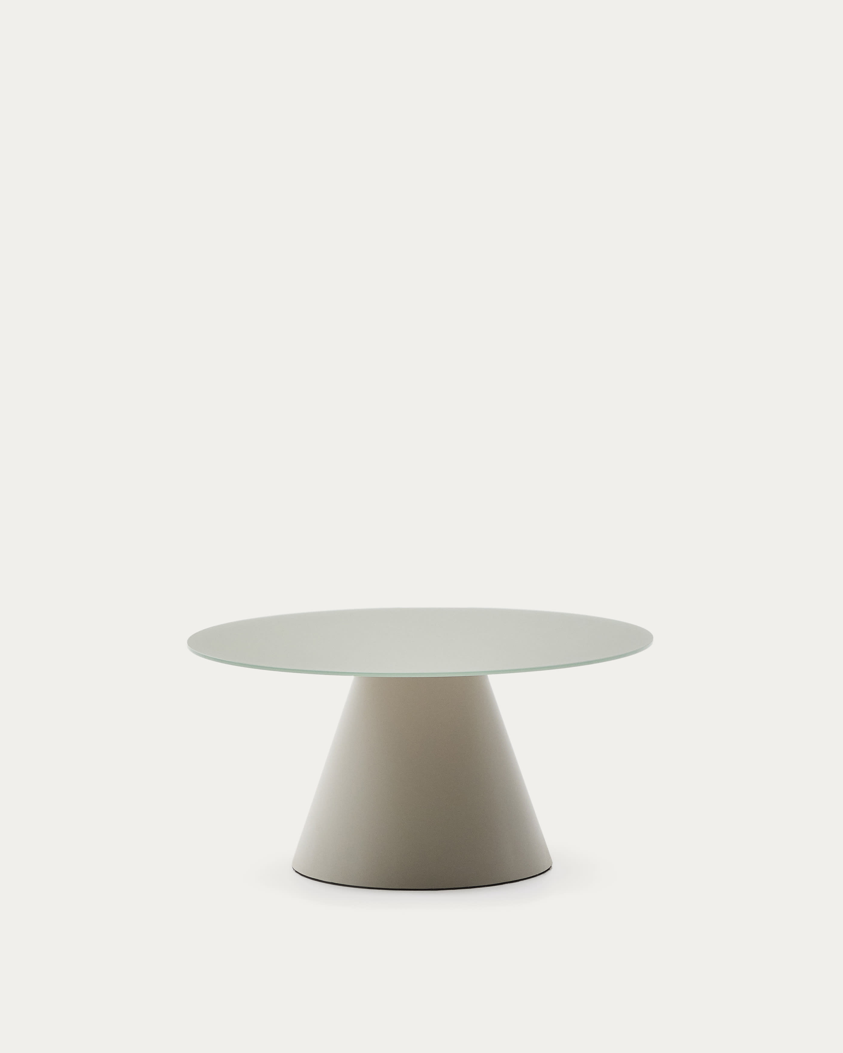Wilshire tempered glass and metal coffee table with a matte grey finish, Ø 80 cm