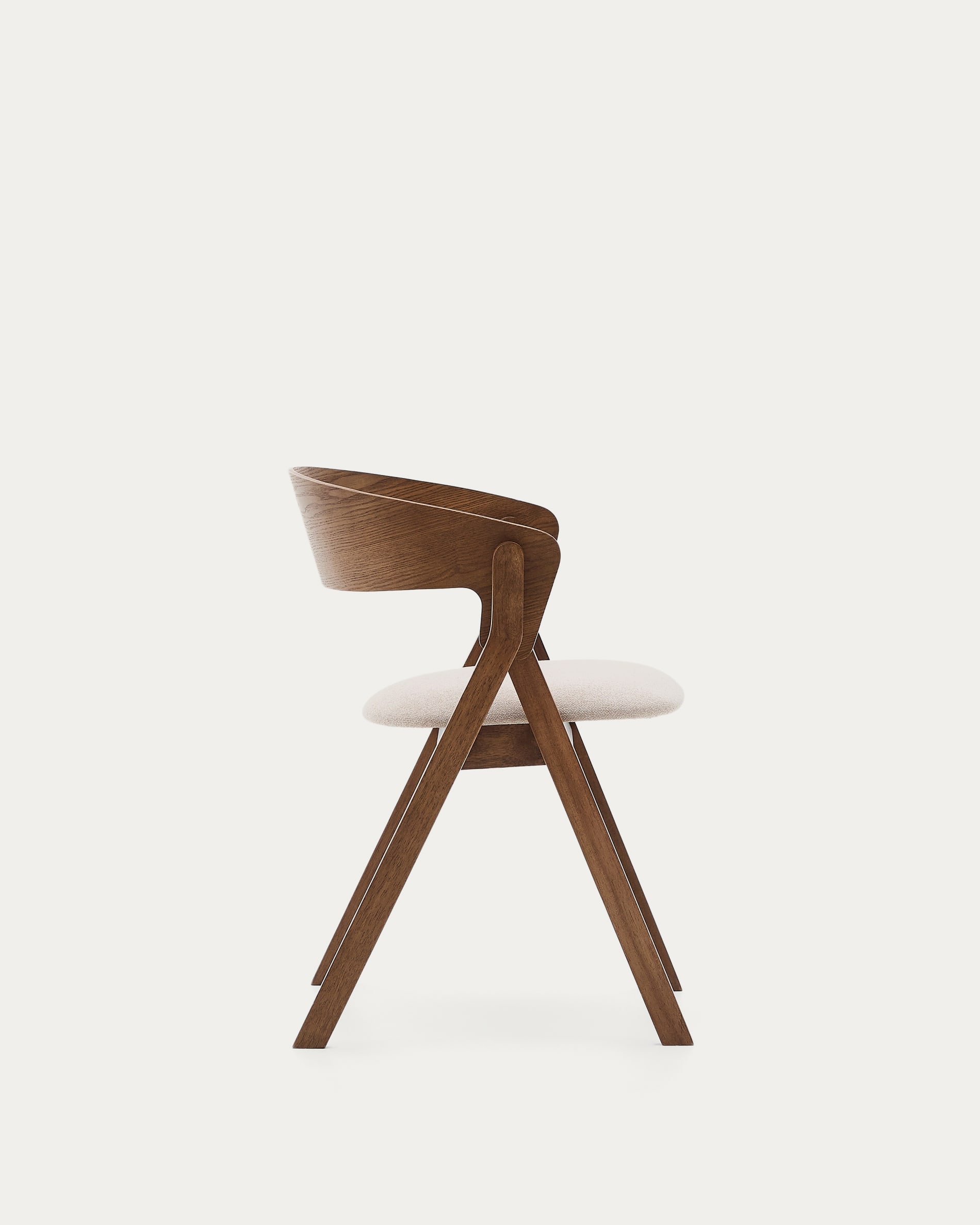 Godia chair in ash veneer with a wenge finish and beige chenille